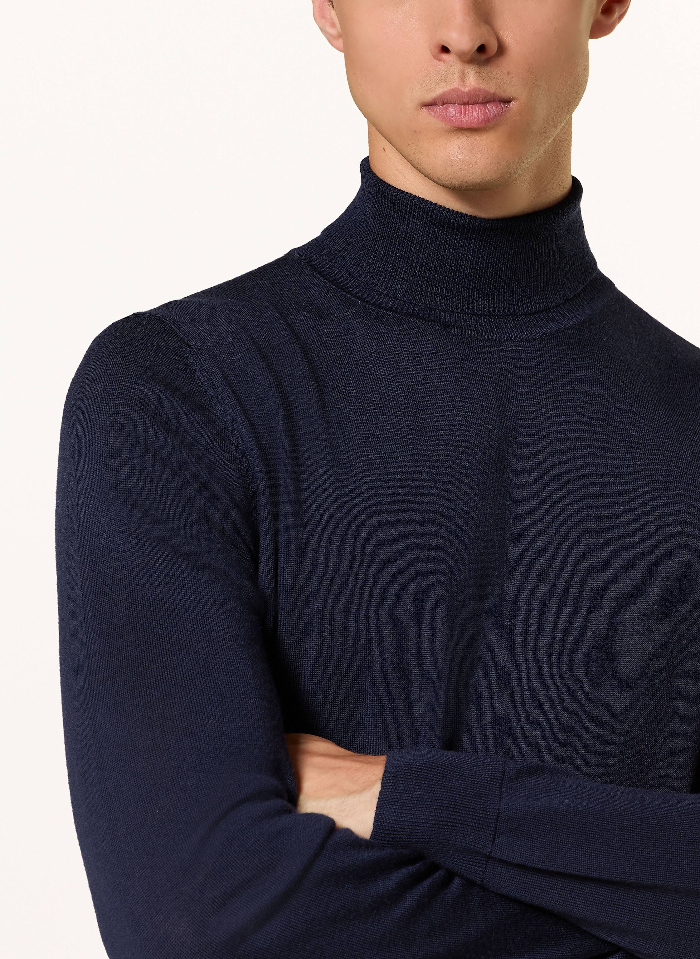Thumbnail - Profuomo Rollkragenpullover Aus Merinowolle blau