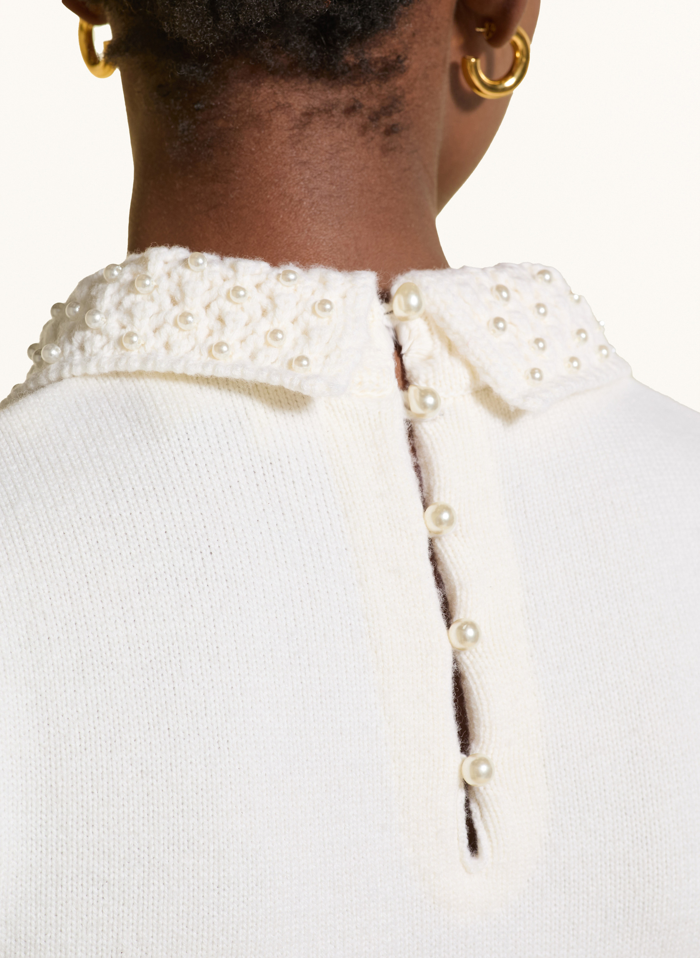 Thumbnail - Claudie Pierlot Strickshirt Mit Schmuckperlen weiss