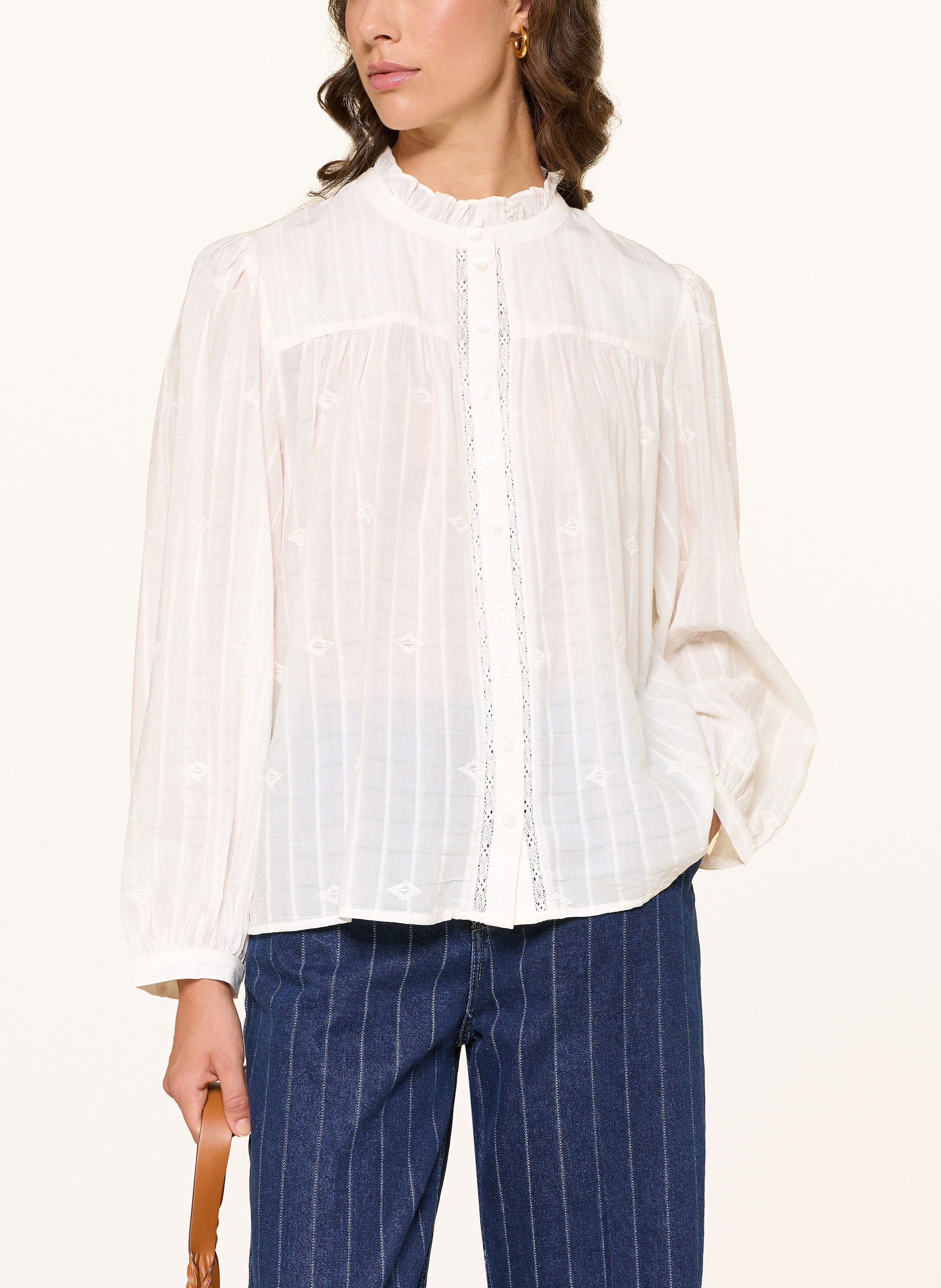 Thumbnail - Ba&Sh Bluse Melody Mit Rüschen Und Lochspitze weiss