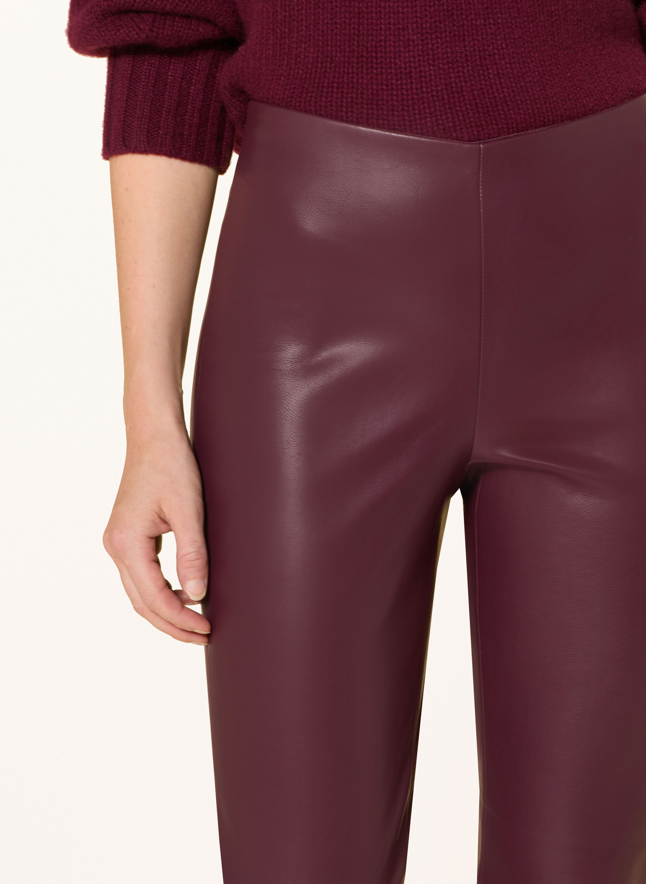 Thumbnail - Oui Leggings In Lederoptik rot