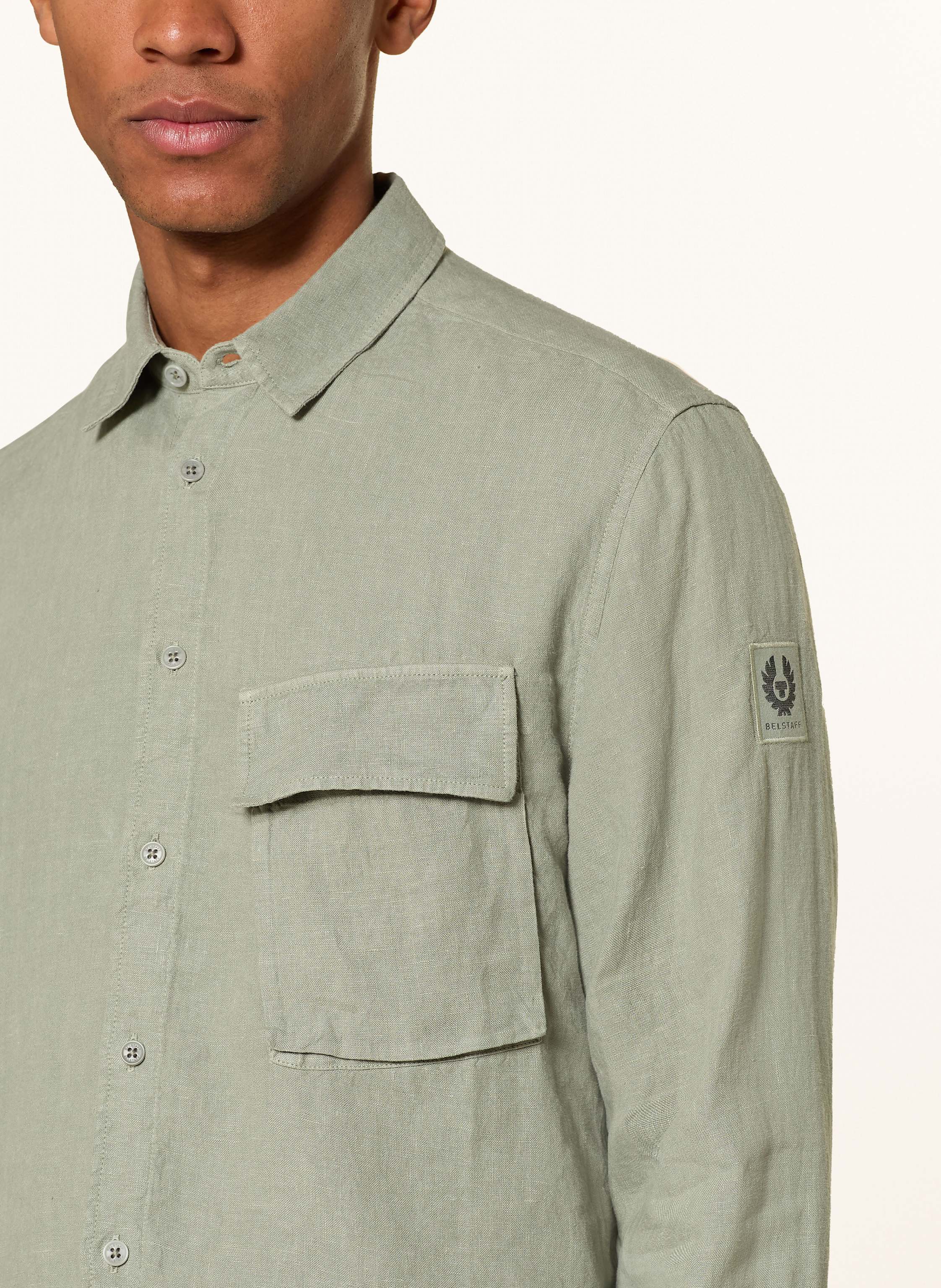Thumbnail - Belstaff Leinenhemd Scale Comfort Fit gruen
