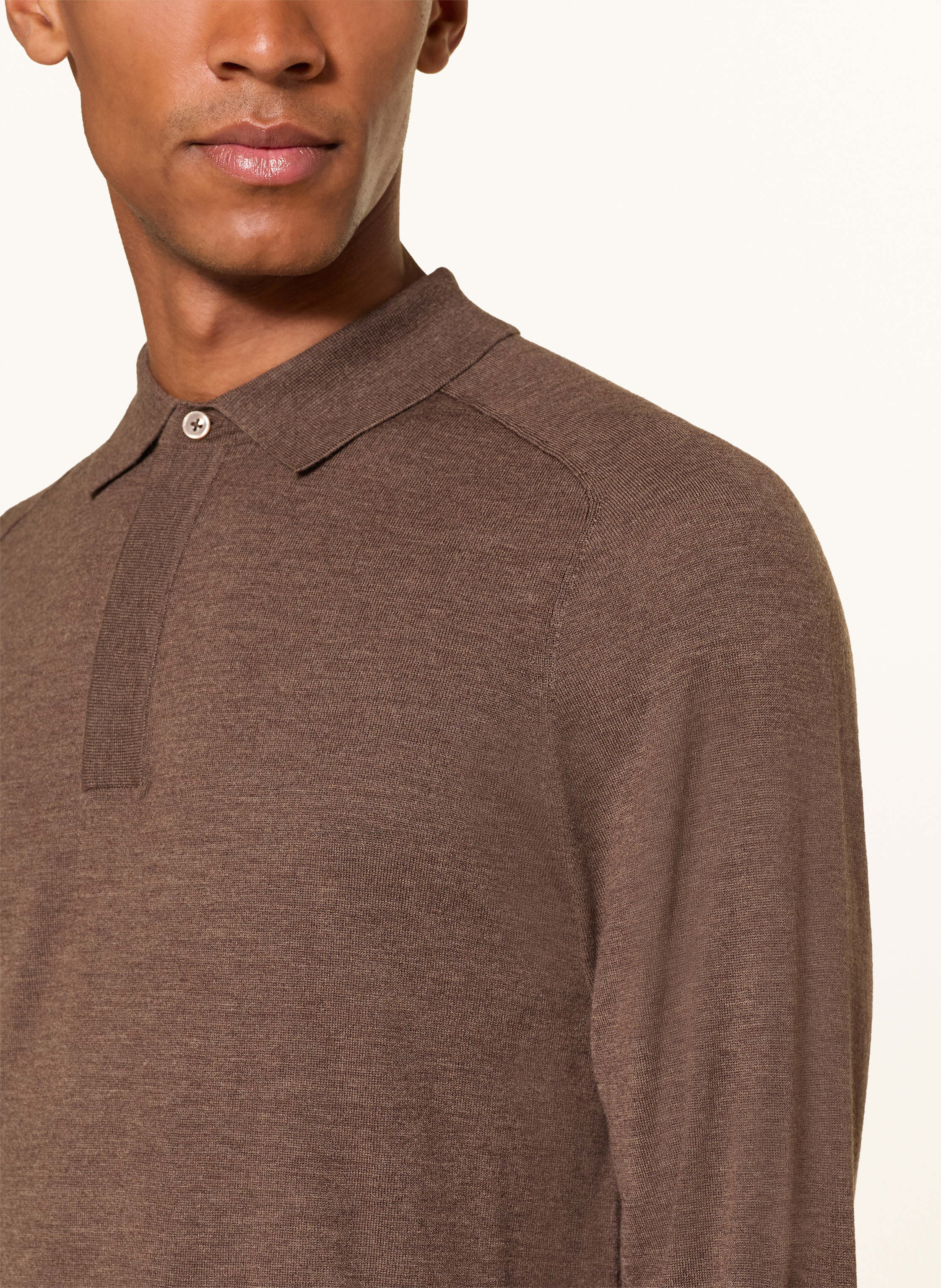 Thumbnail - Olymp Signature Strick-Poloshirt Tailored Fit braun