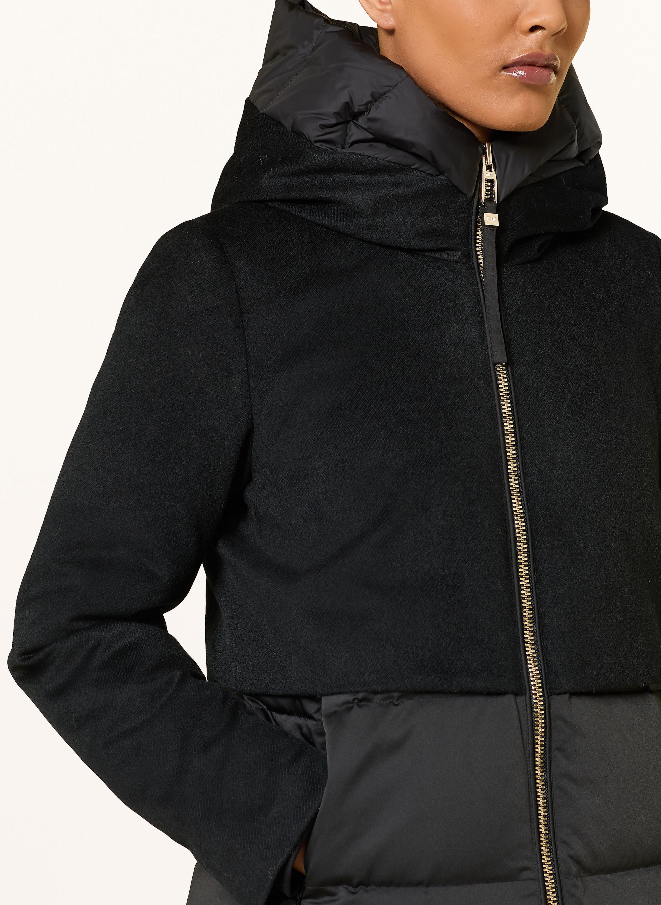 Thumbnail - Duno Daunenmantel Ballon X Im Materialmix Mit Abnehmbarer Kapuze schwarz