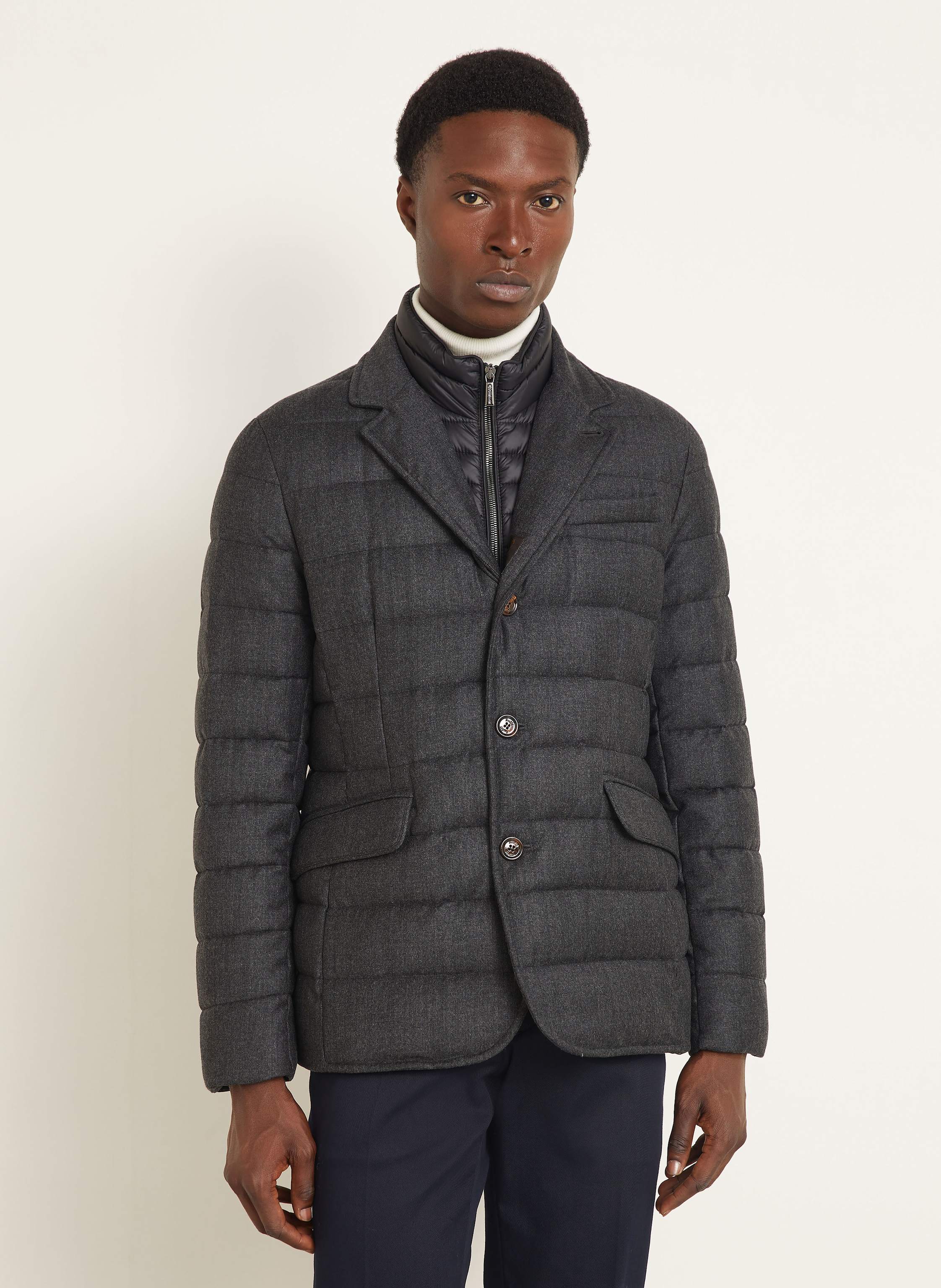 Thumbnail - Moorer Daunenjacke Nomos Mit Abnehmbarer Blende grau