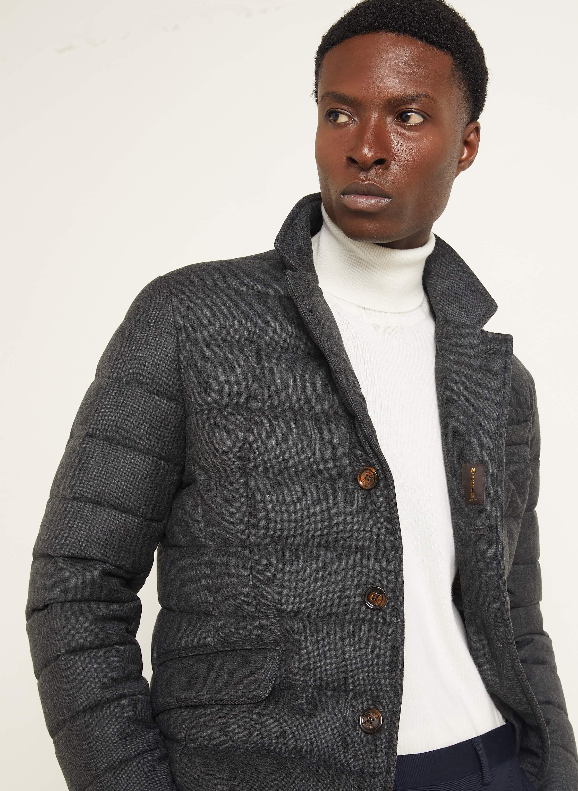 Thumbnail - Moorer Daunenjacke Nomos Mit Abnehmbarer Blende grau