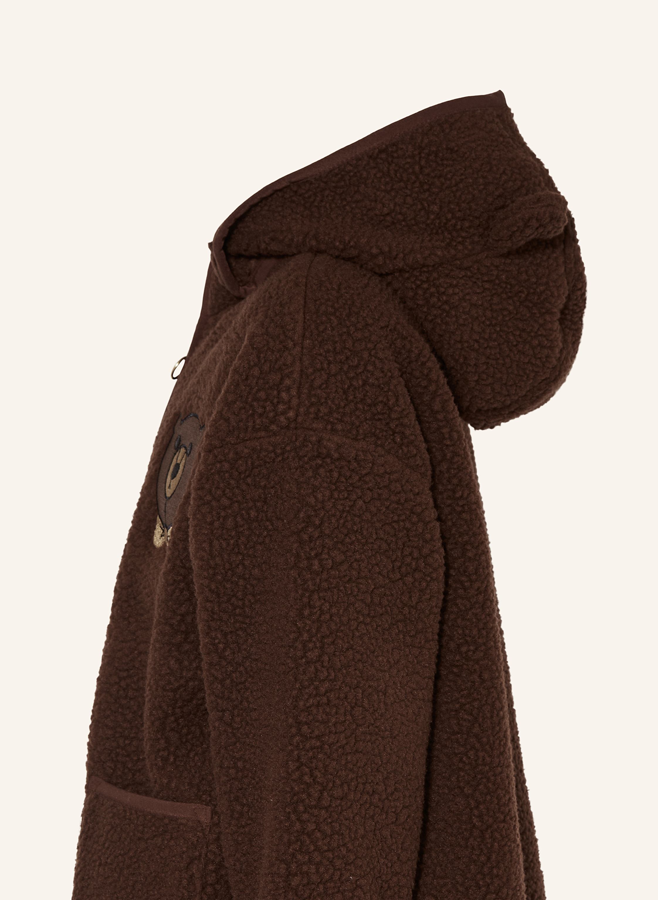 Thumbnail - Mini Rodini Teddyfell-Jacke Mit Abnehmbarer Kapuze braun