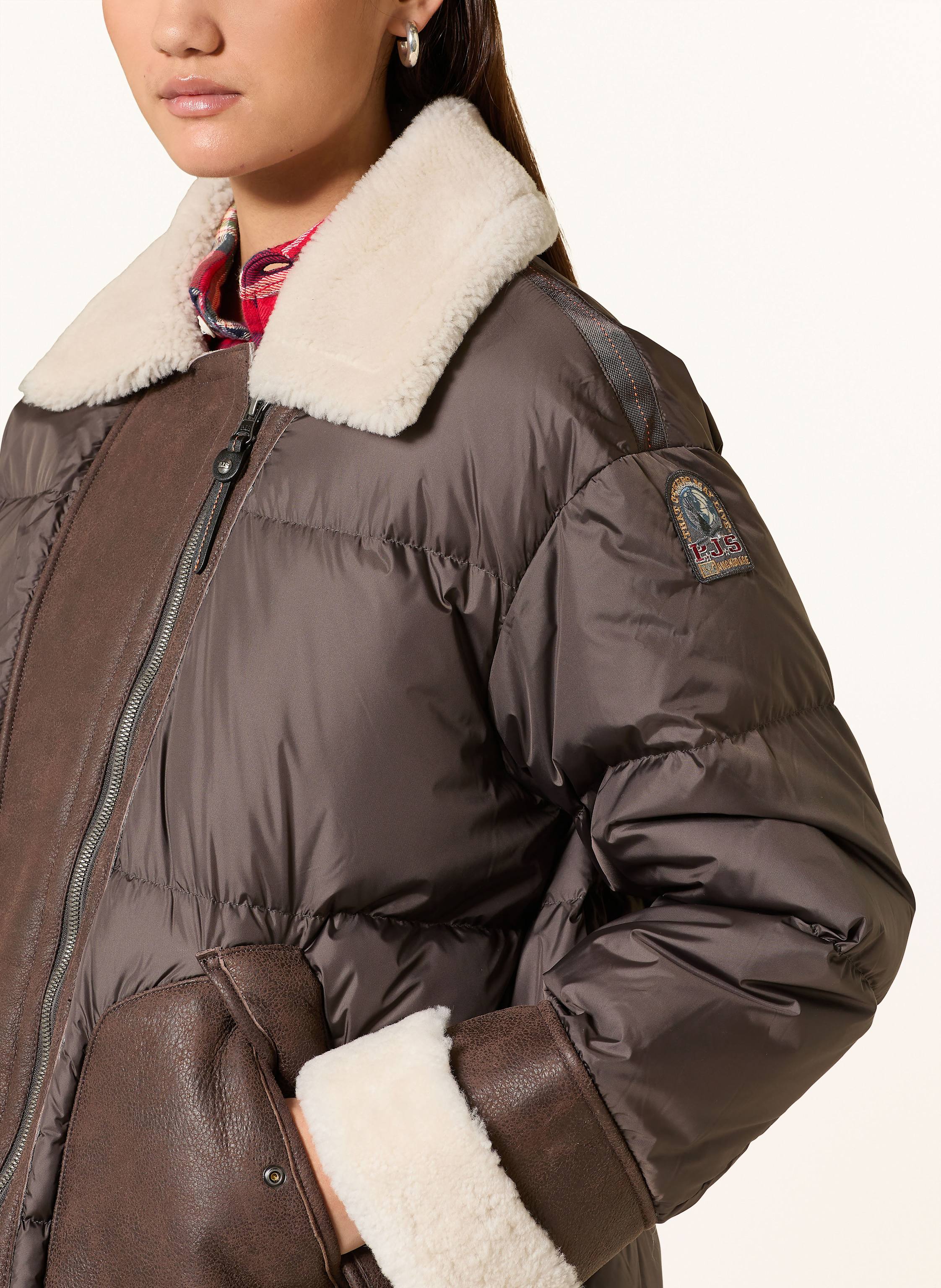 Thumbnail - Parajumpers Daunenjacke Chyna Im Materialmix braun