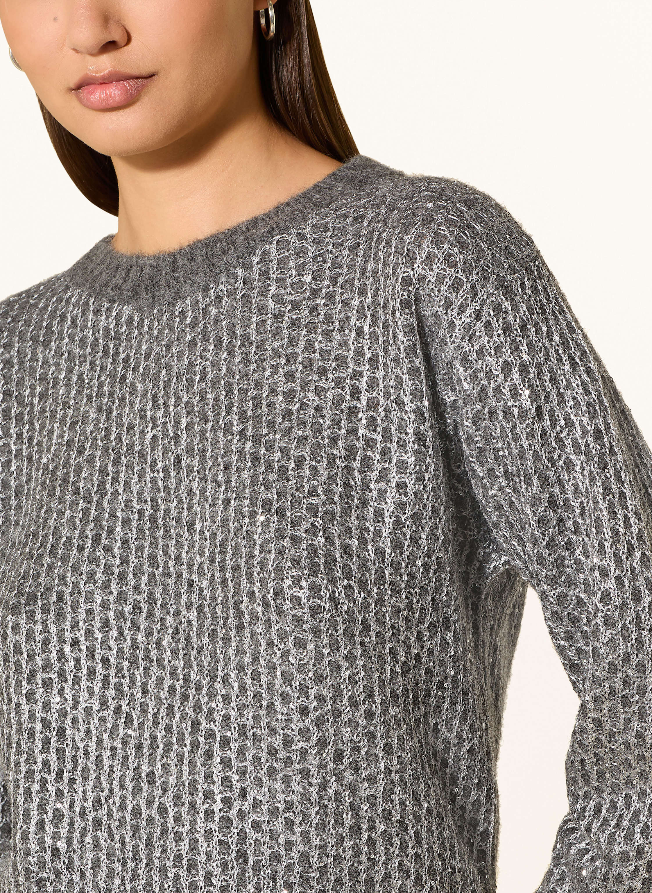 Thumbnail - Herno Pullover Mit Alpaka Und Pailletten grau