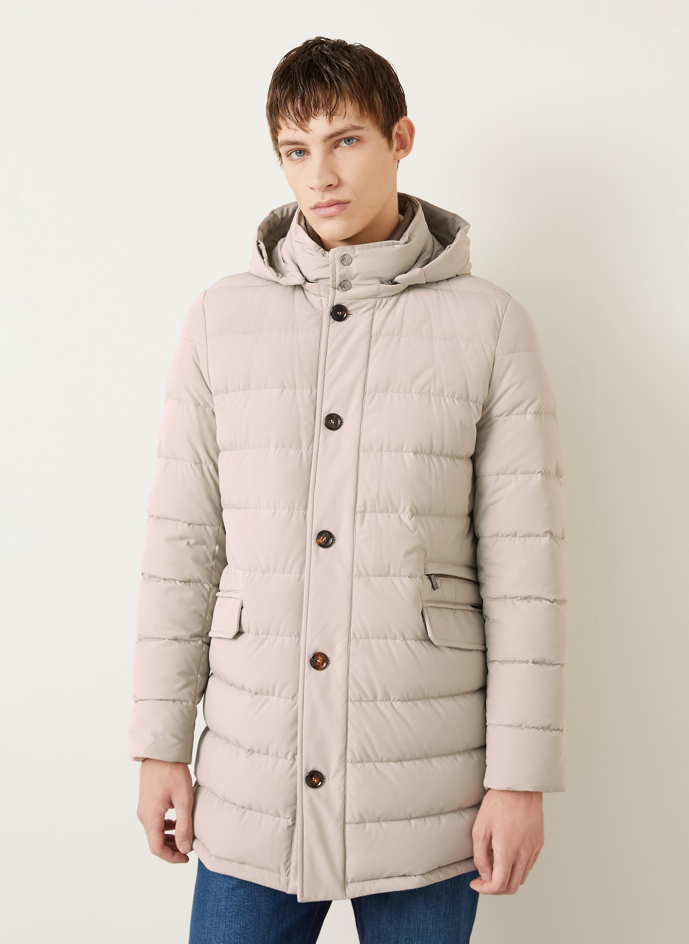 Thumbnail - Moorer Daunenmantel Calandri Mit Herausnehmbarer Blende grau