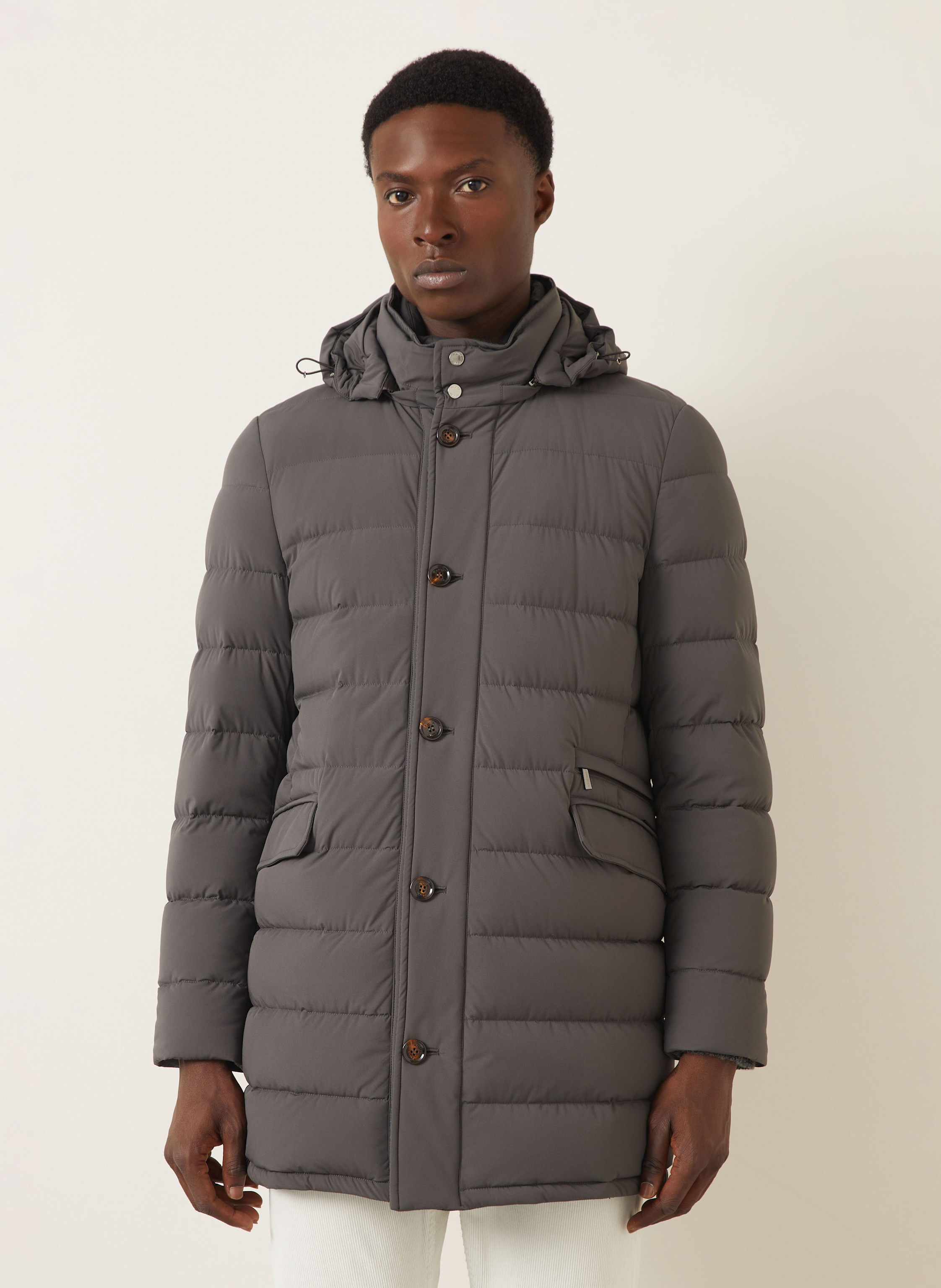 Thumbnail - Moorer Daunenmantel Calandri Mit Herausnehmbarer Blende grau