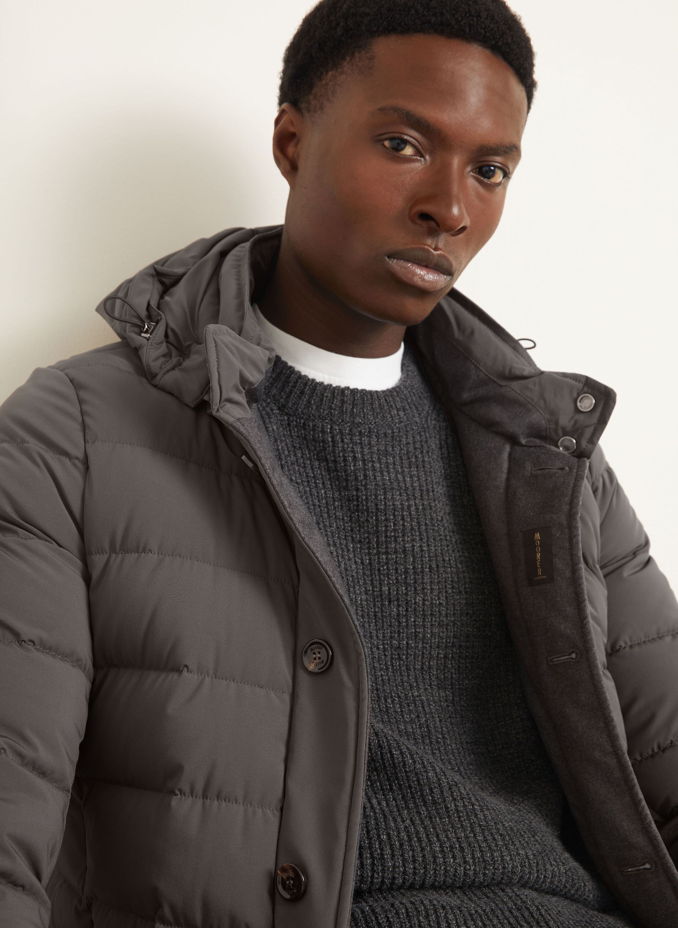 Thumbnail - Moorer Daunenmantel Calandri Mit Herausnehmbarer Blende grau