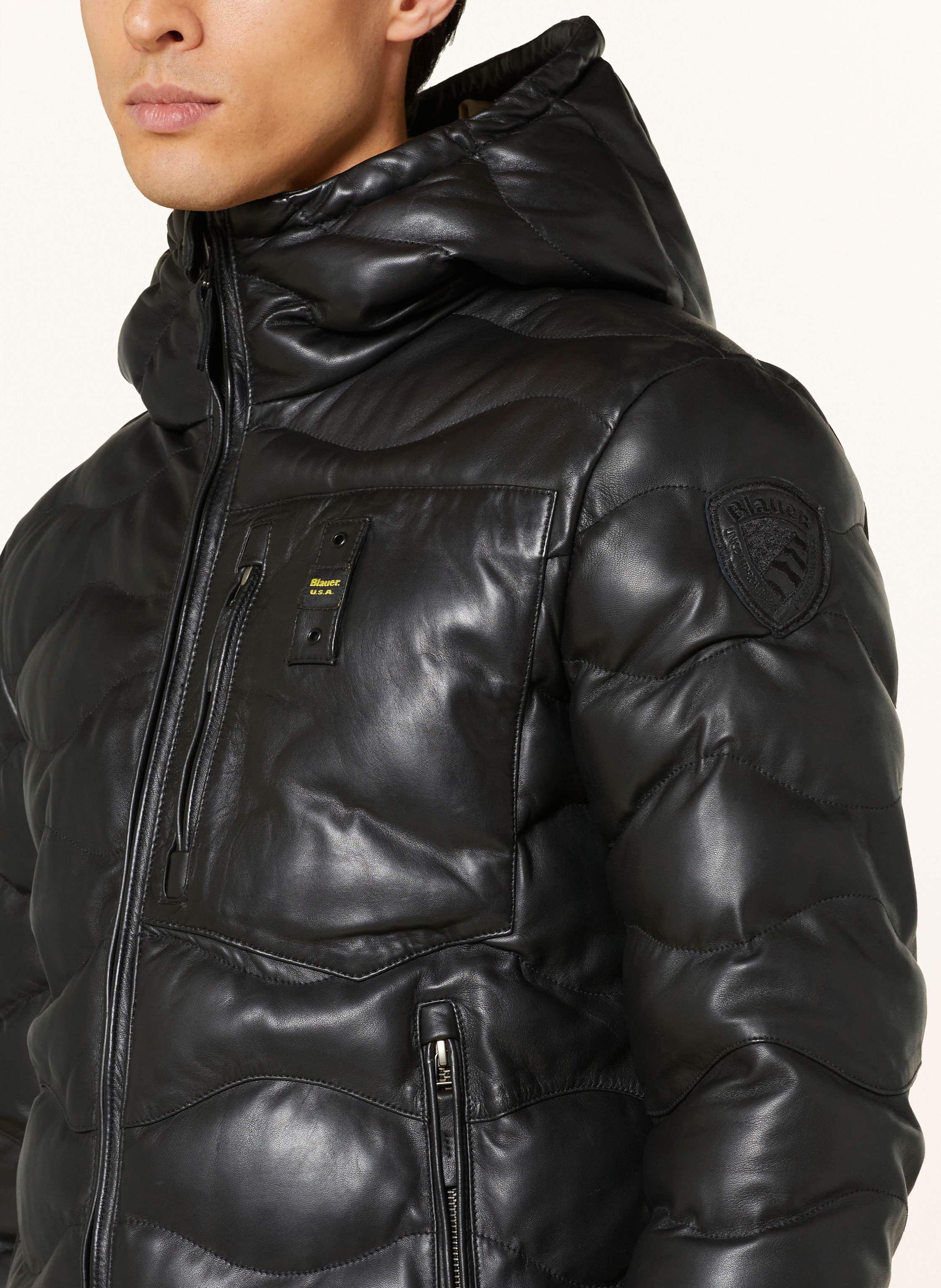 Thumbnail - Blauer Lederjacke Drohan schwarz