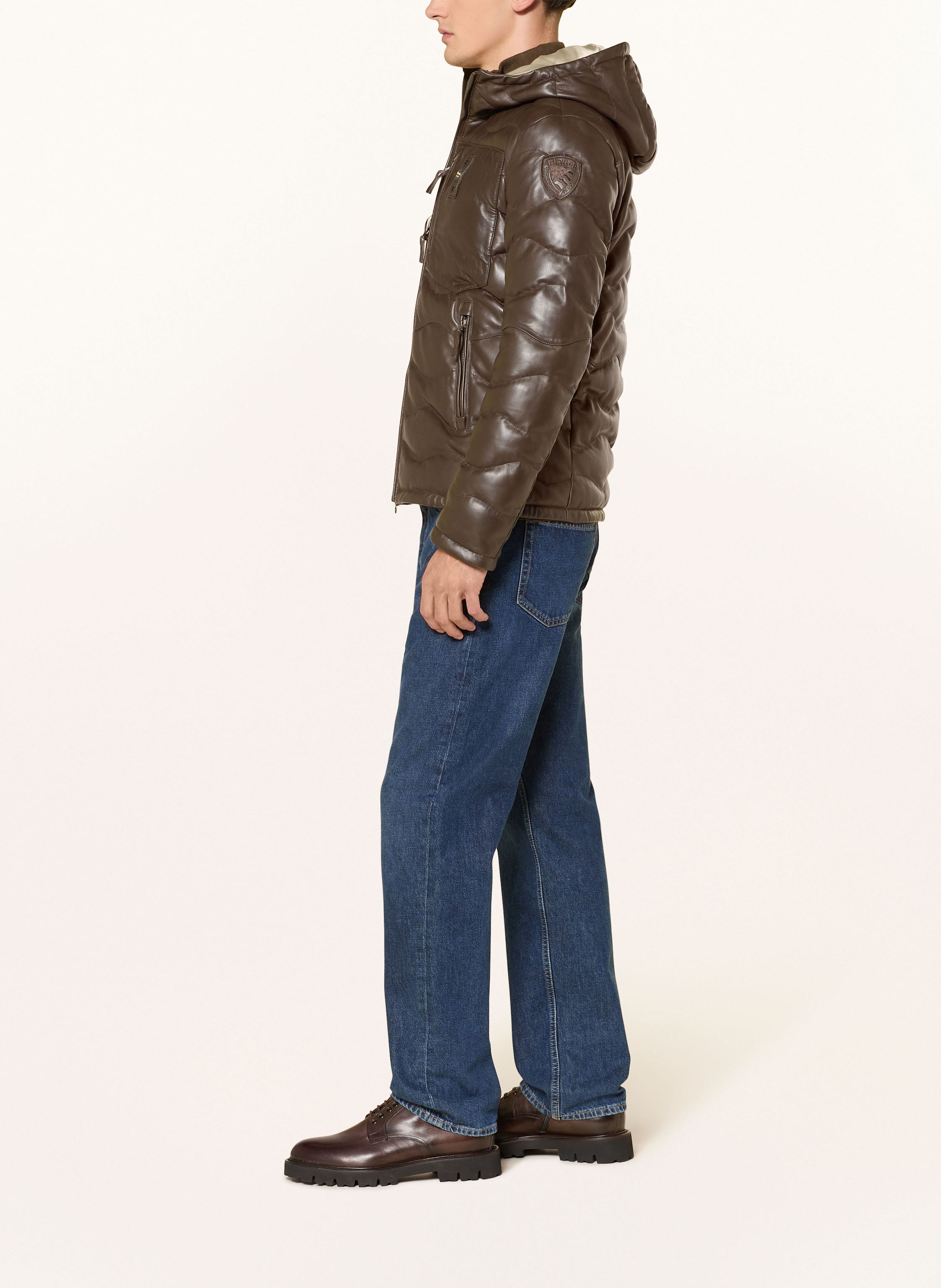 Thumbnail - Blauer Lederjacke Drohan braun