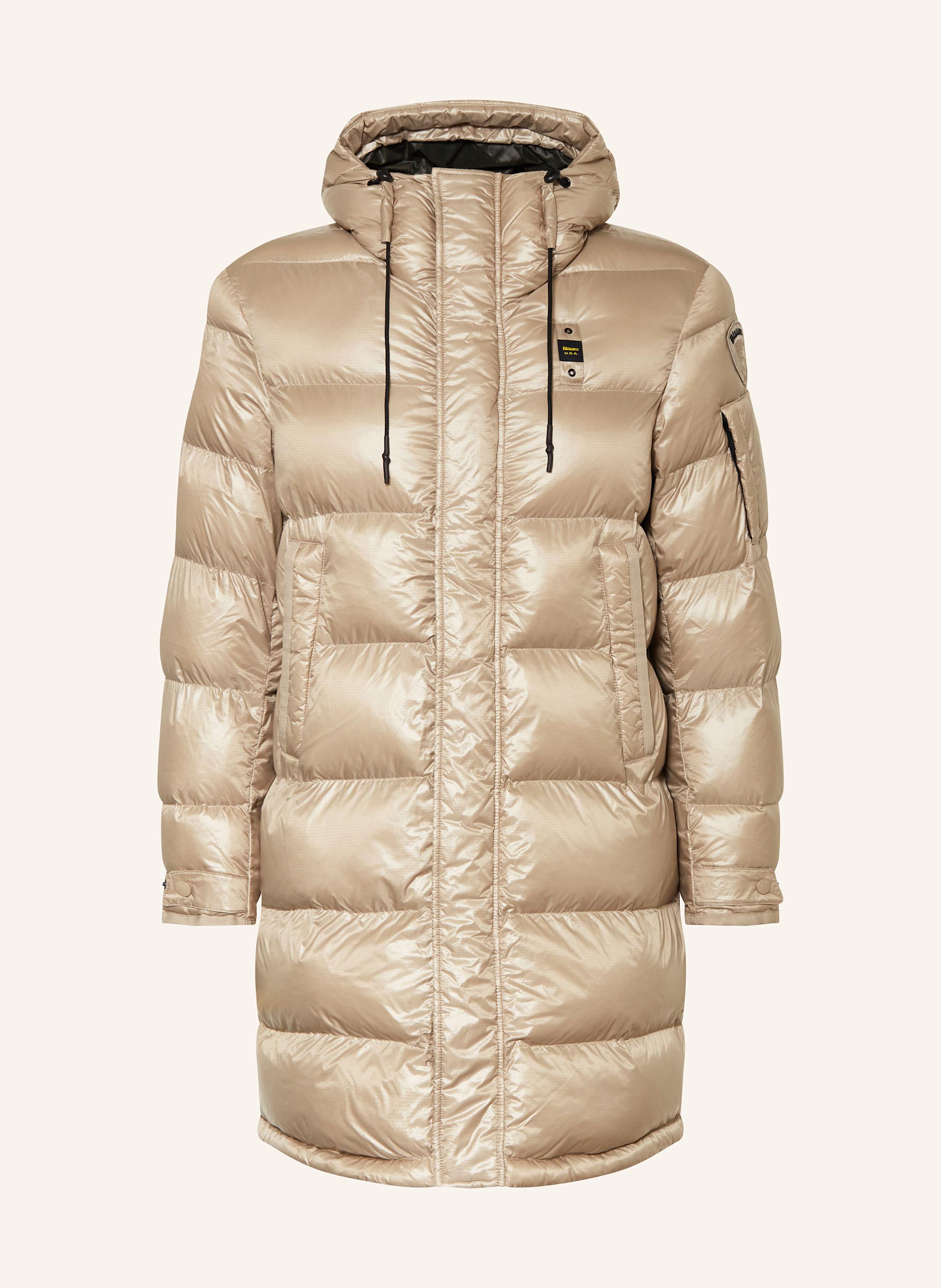 Blauer Steppmantel Aldrich beige