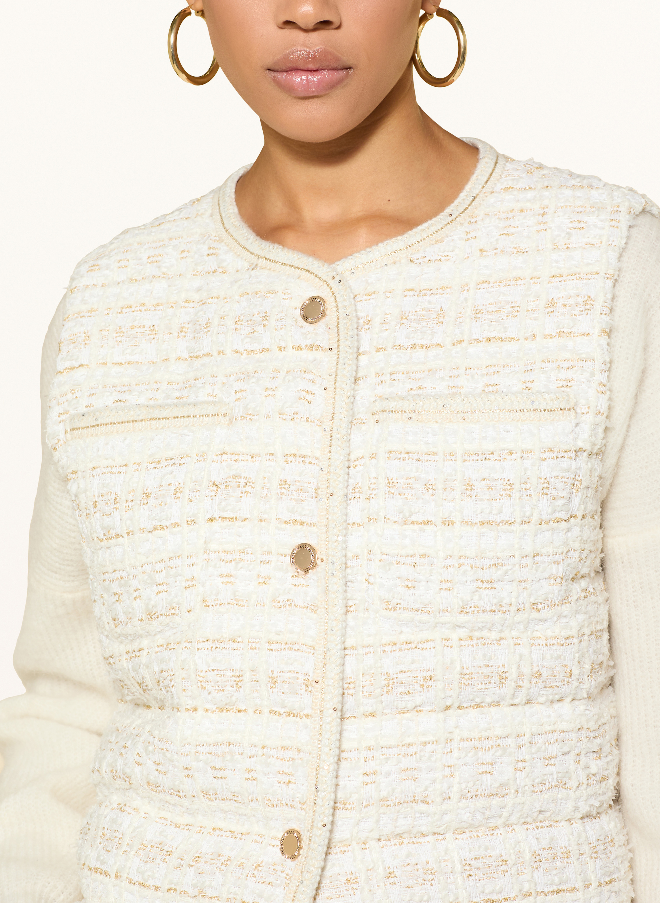 Thumbnail - Rich & Royal Steppweste Aus Tweed Mit Glitzergarn beige