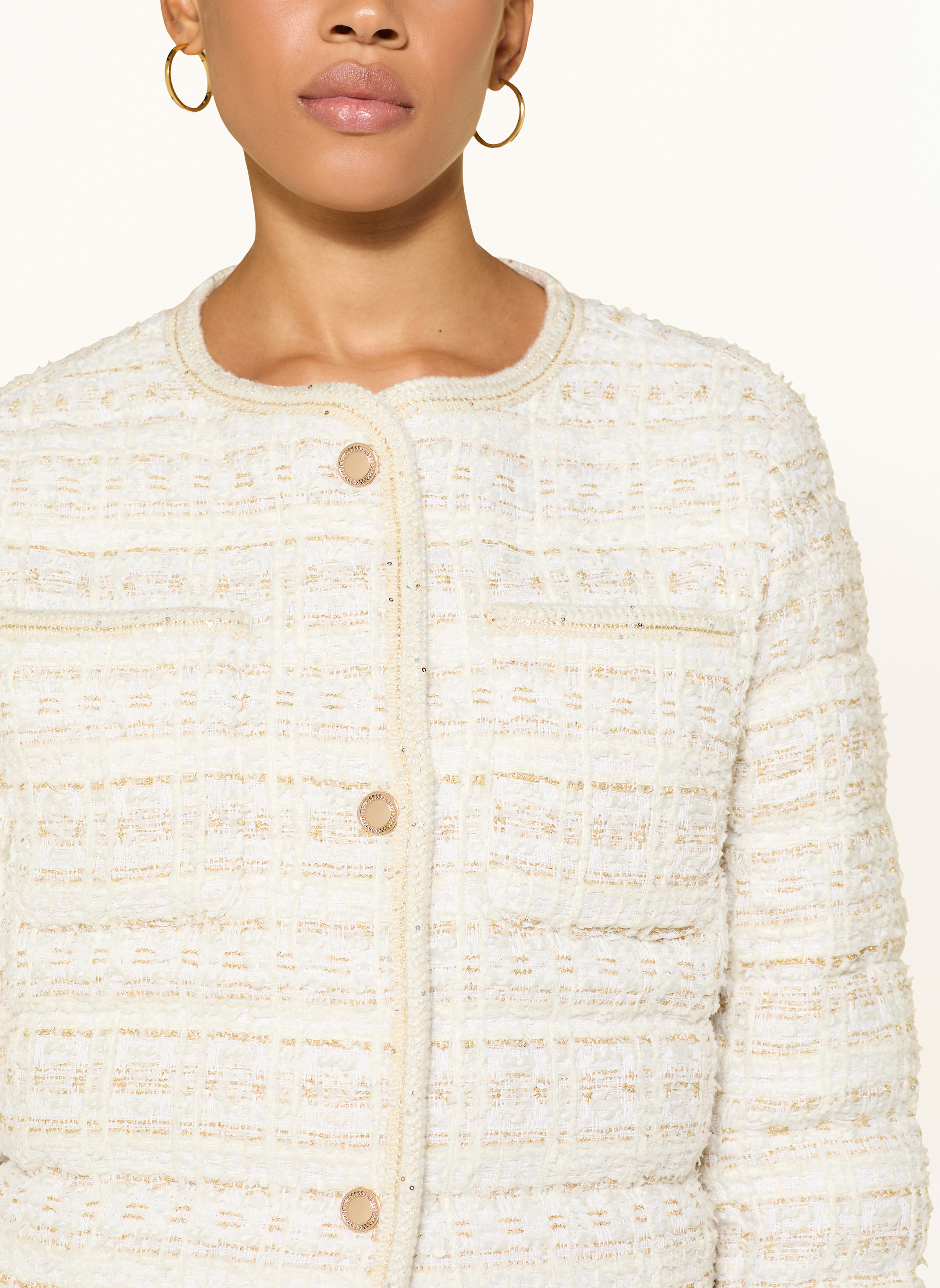 Thumbnail - Rich & Royal Tweed-Jacke Mit Glitzergarn weiss