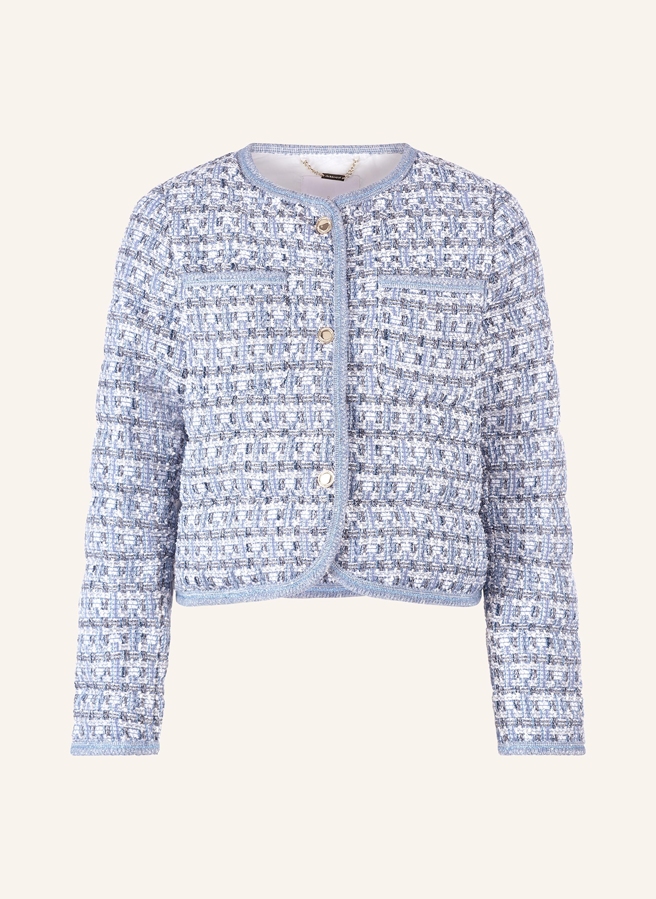 Rich & Royal Tweed-Jacke Mit Glitzergarn blau