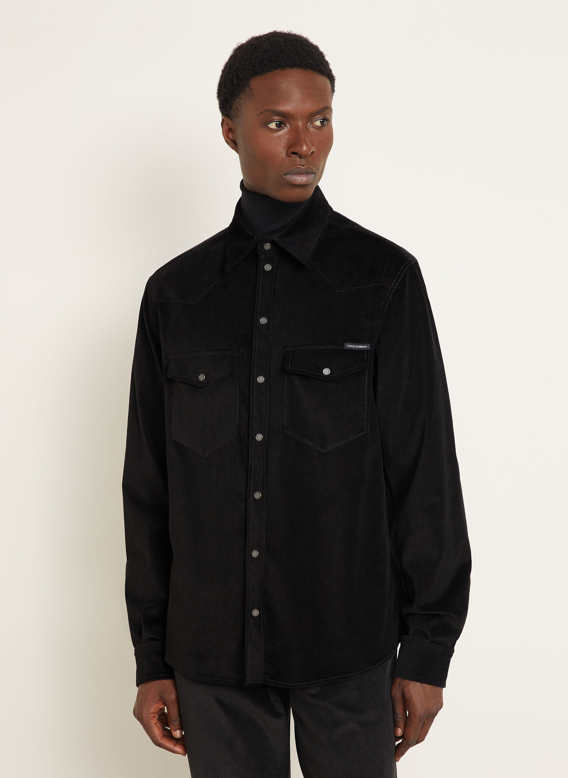 Thumbnail - Dolce & Gabbana Cordhemd Regular Fit schwarz