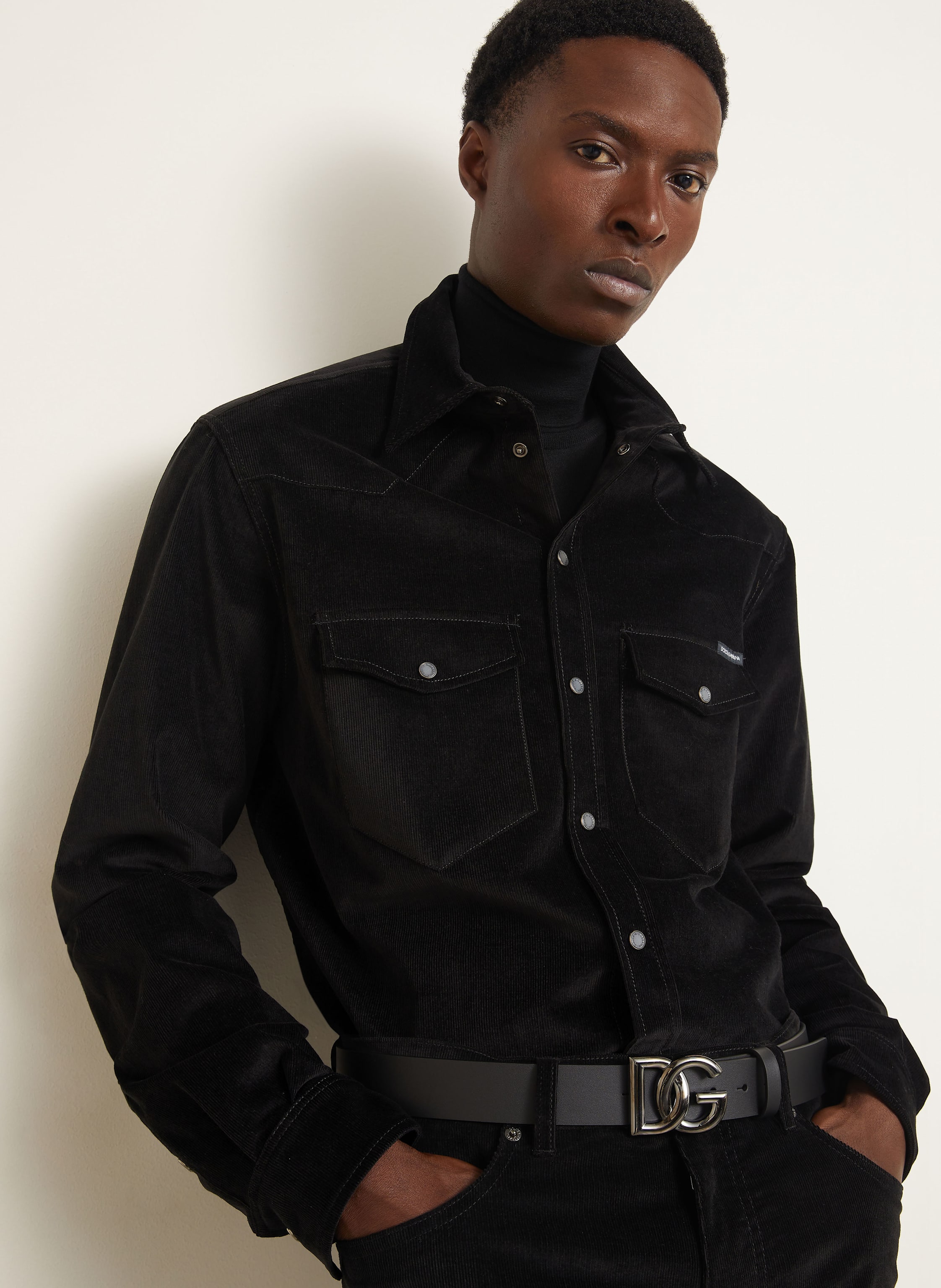 Thumbnail - Dolce & Gabbana Cordhemd Regular Fit schwarz