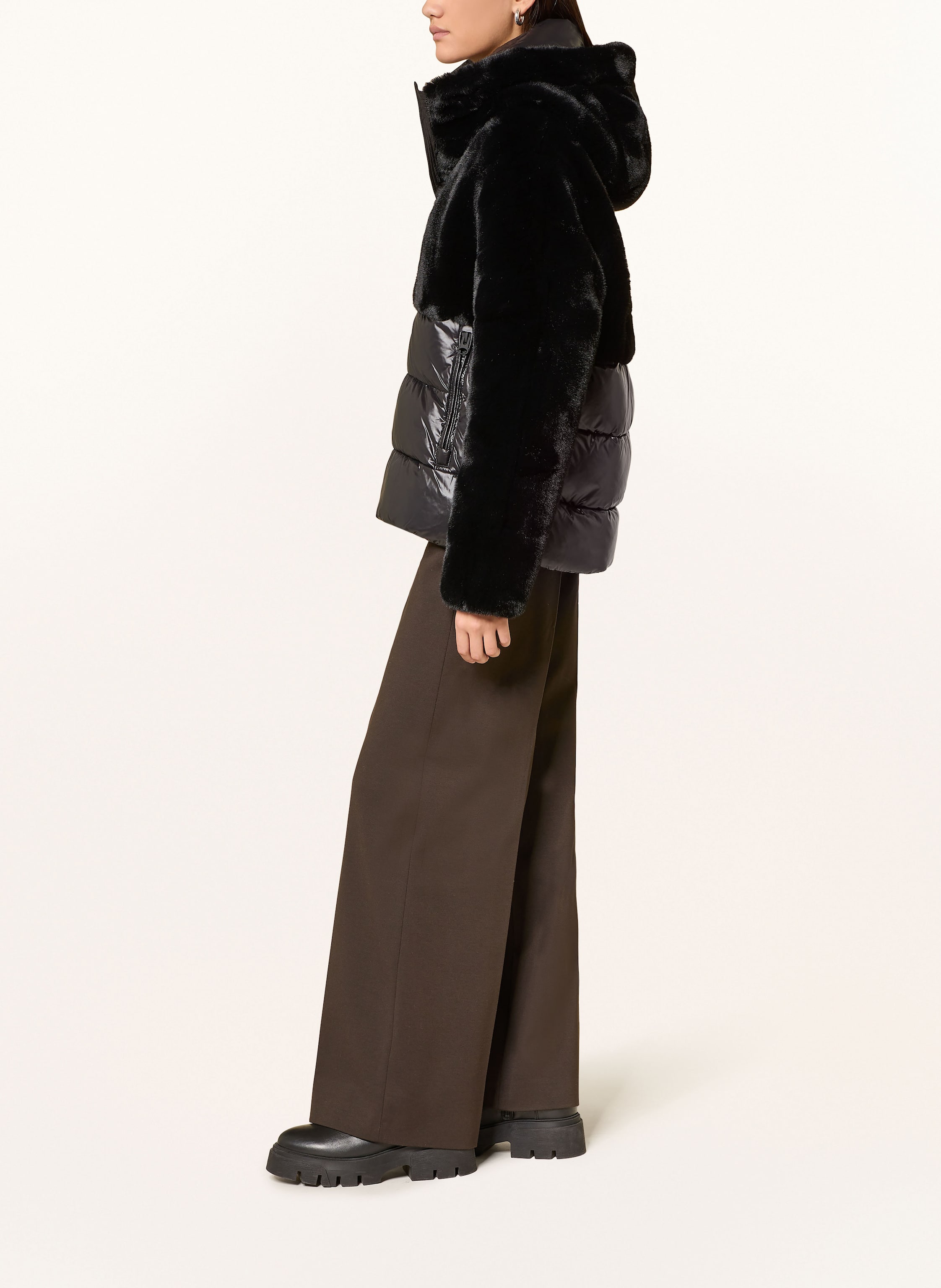 Thumbnail - Blauer Kunstpelz-Jacke Fanevil Im Materialmix schwarz