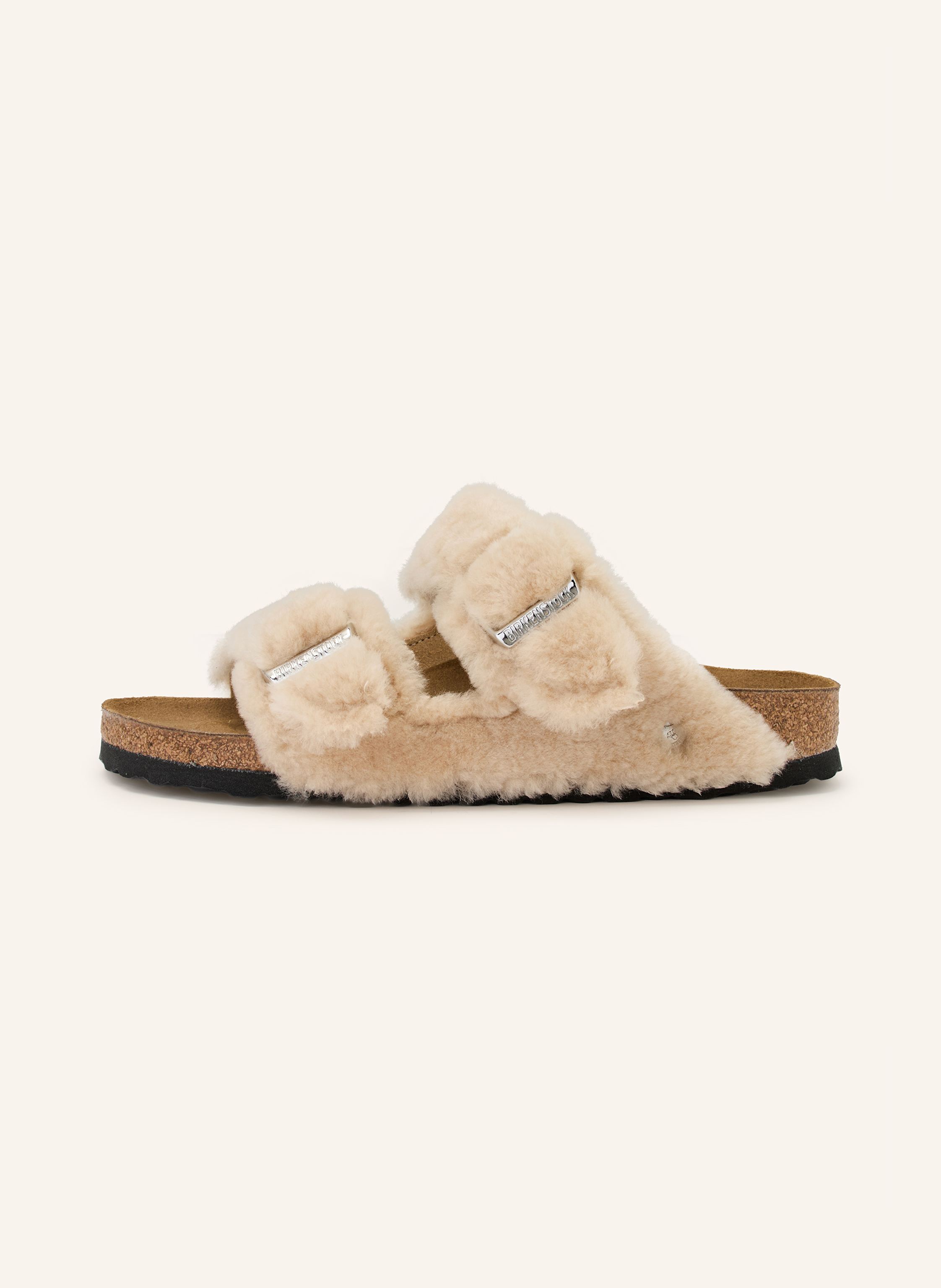 Thumbnail - Birkenstock Pantoletten Arizona Shearling Rivet Logo Os beige