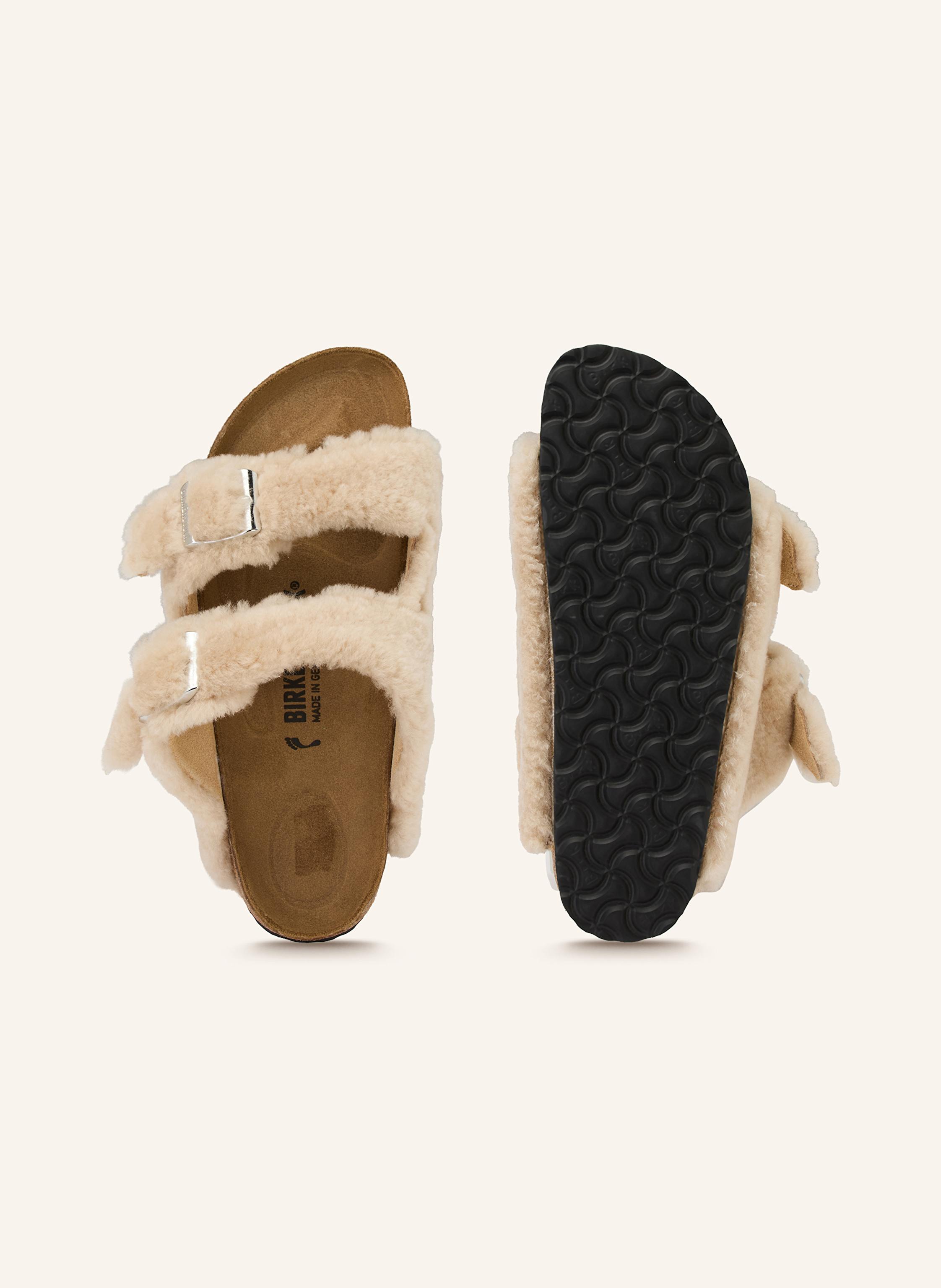 Thumbnail - Birkenstock Pantoletten Arizona Shearling Rivet Logo Os beige
