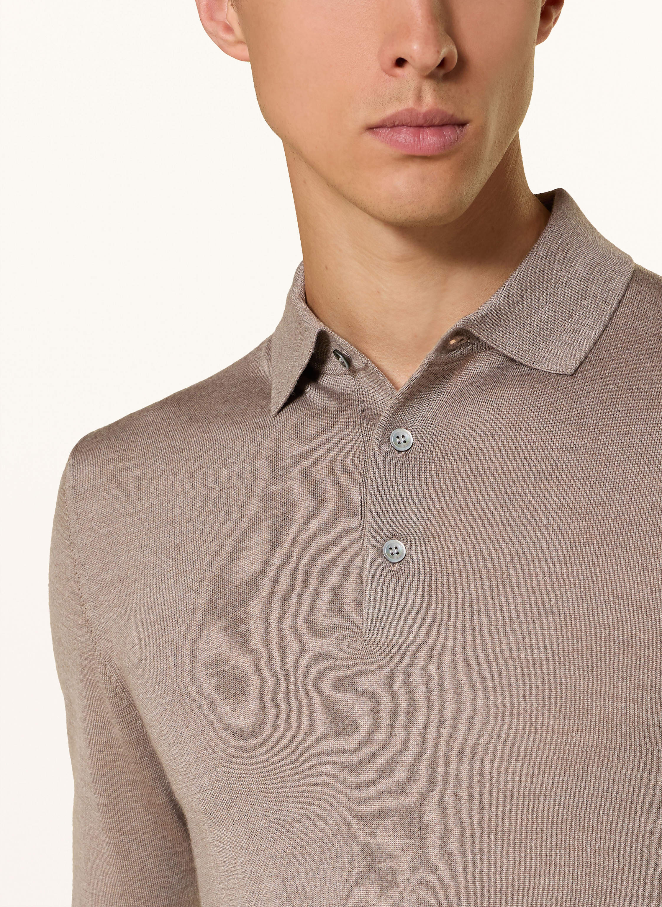 Thumbnail - Windsor. Strick-Poloshirt Nando beige