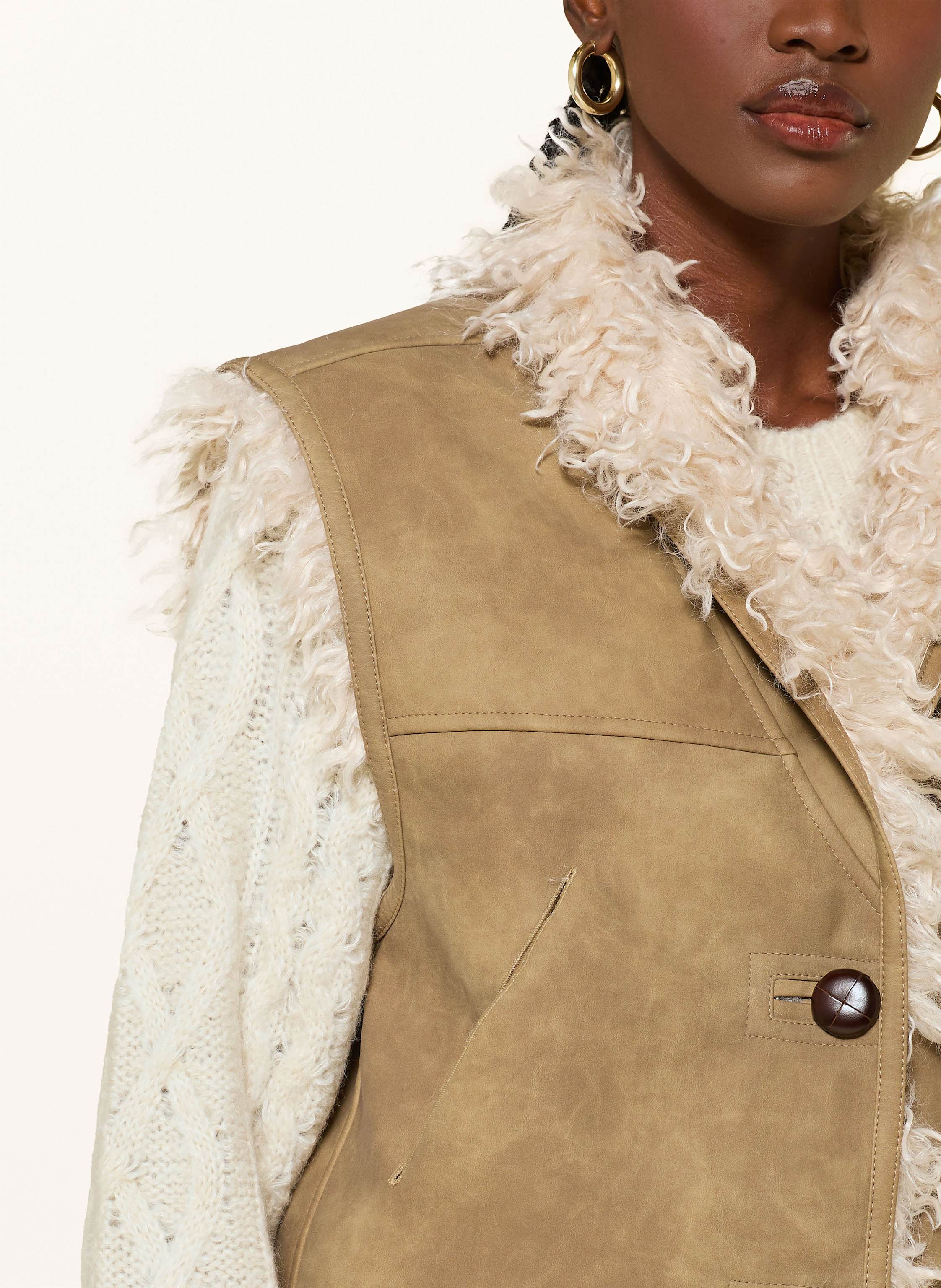 Thumbnail - Marant Étoile Kunstfell-Weste Clara Zum Wenden beige