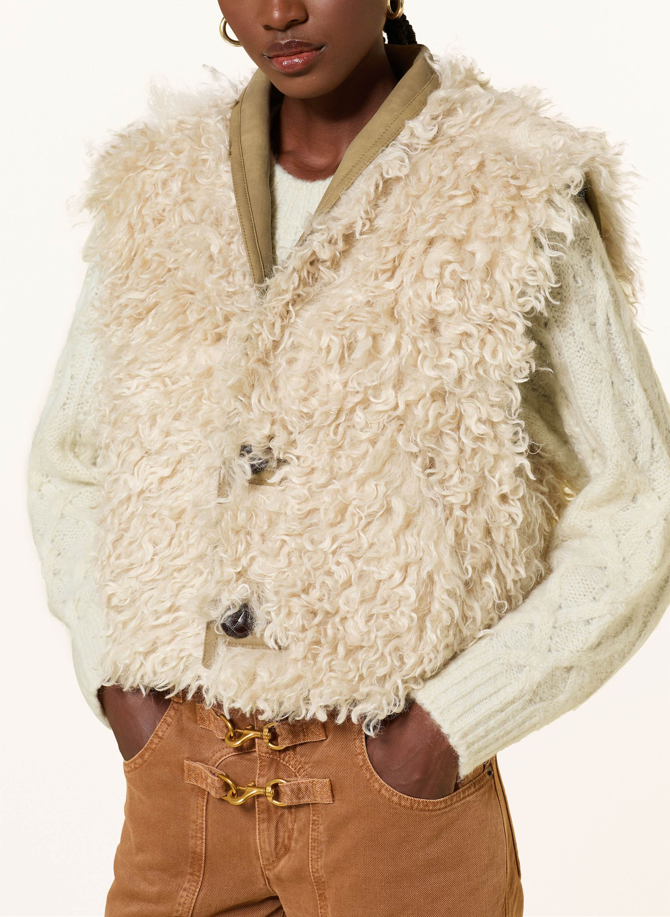 Thumbnail - Marant Étoile Kunstfell-Weste Clara Zum Wenden beige