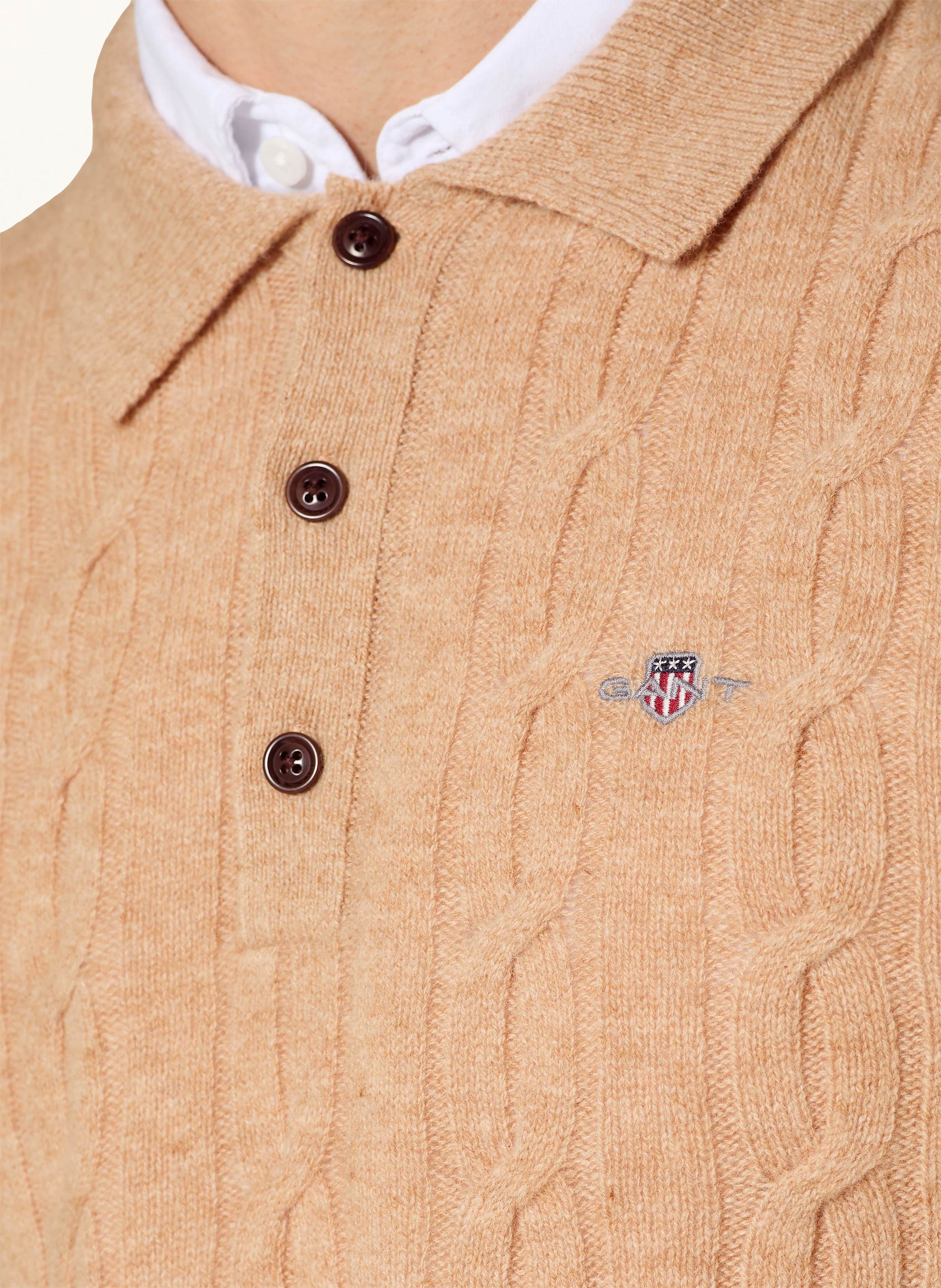Thumbnail - Gant Strick-Poloshirt beige