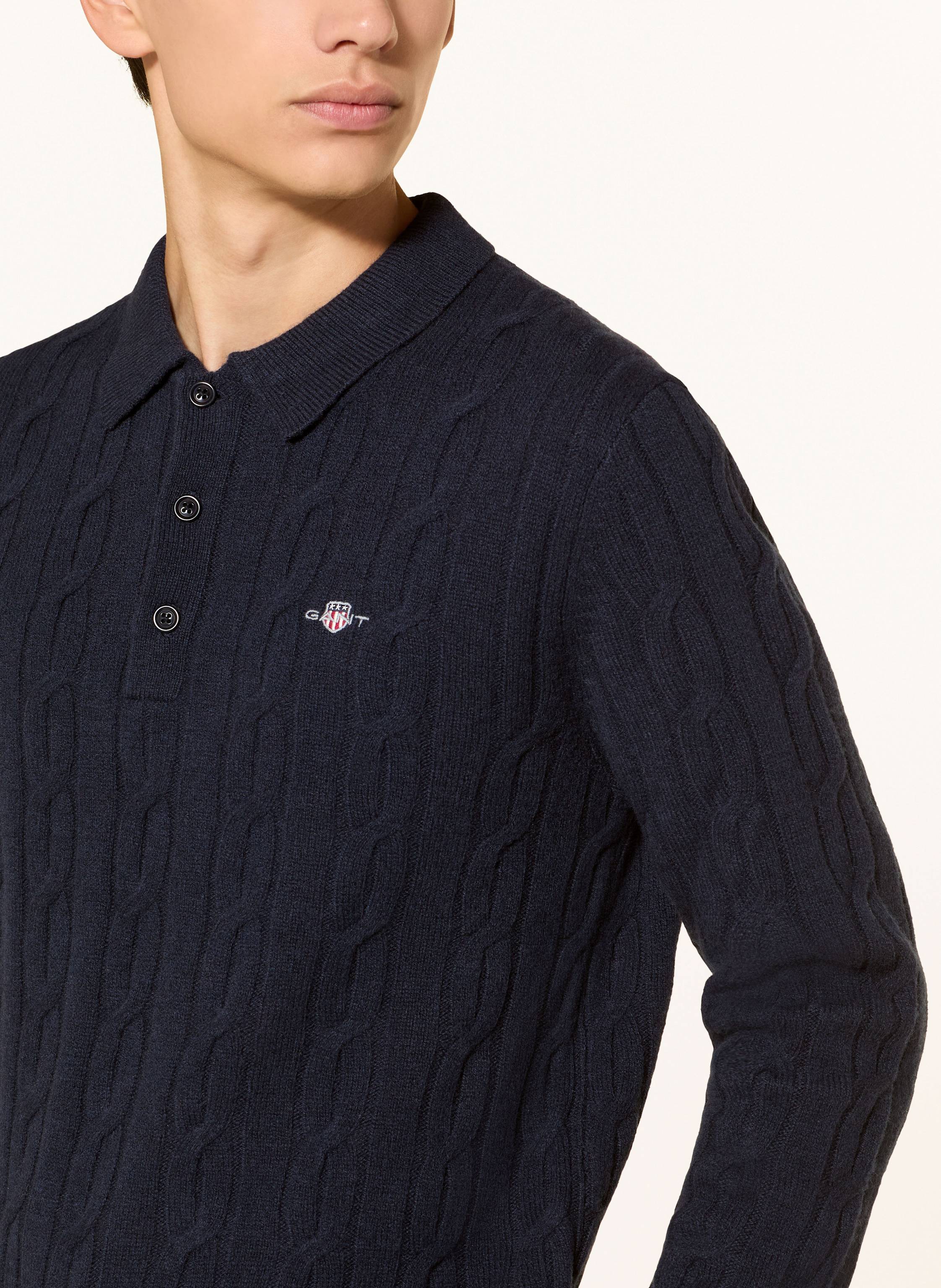 Thumbnail - Gant Strick-Poloshirt blau