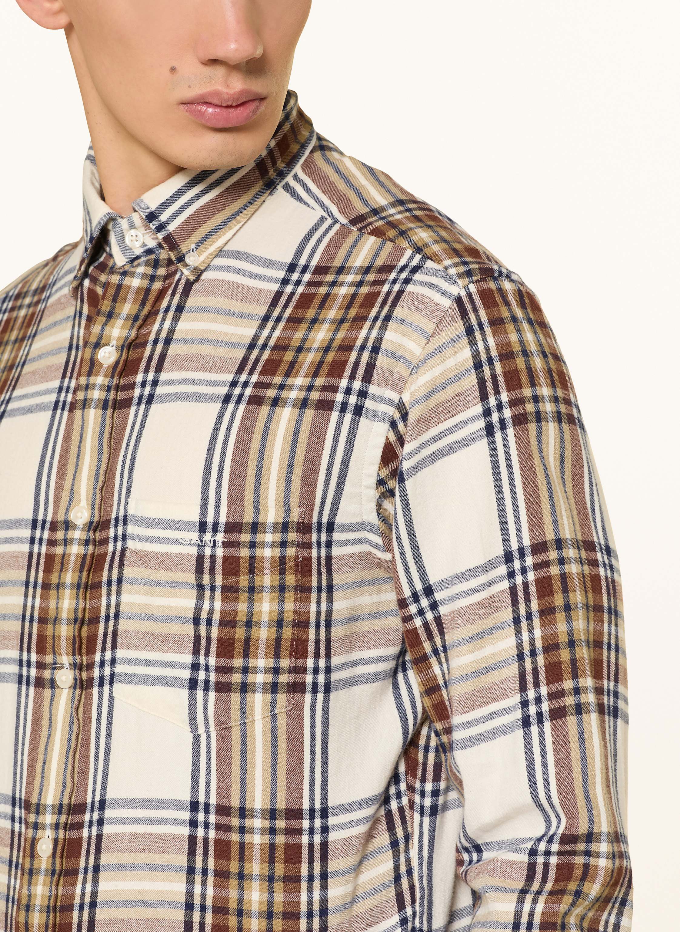 Thumbnail - Gant Flanellhemd Windblown Regular Fit beige
