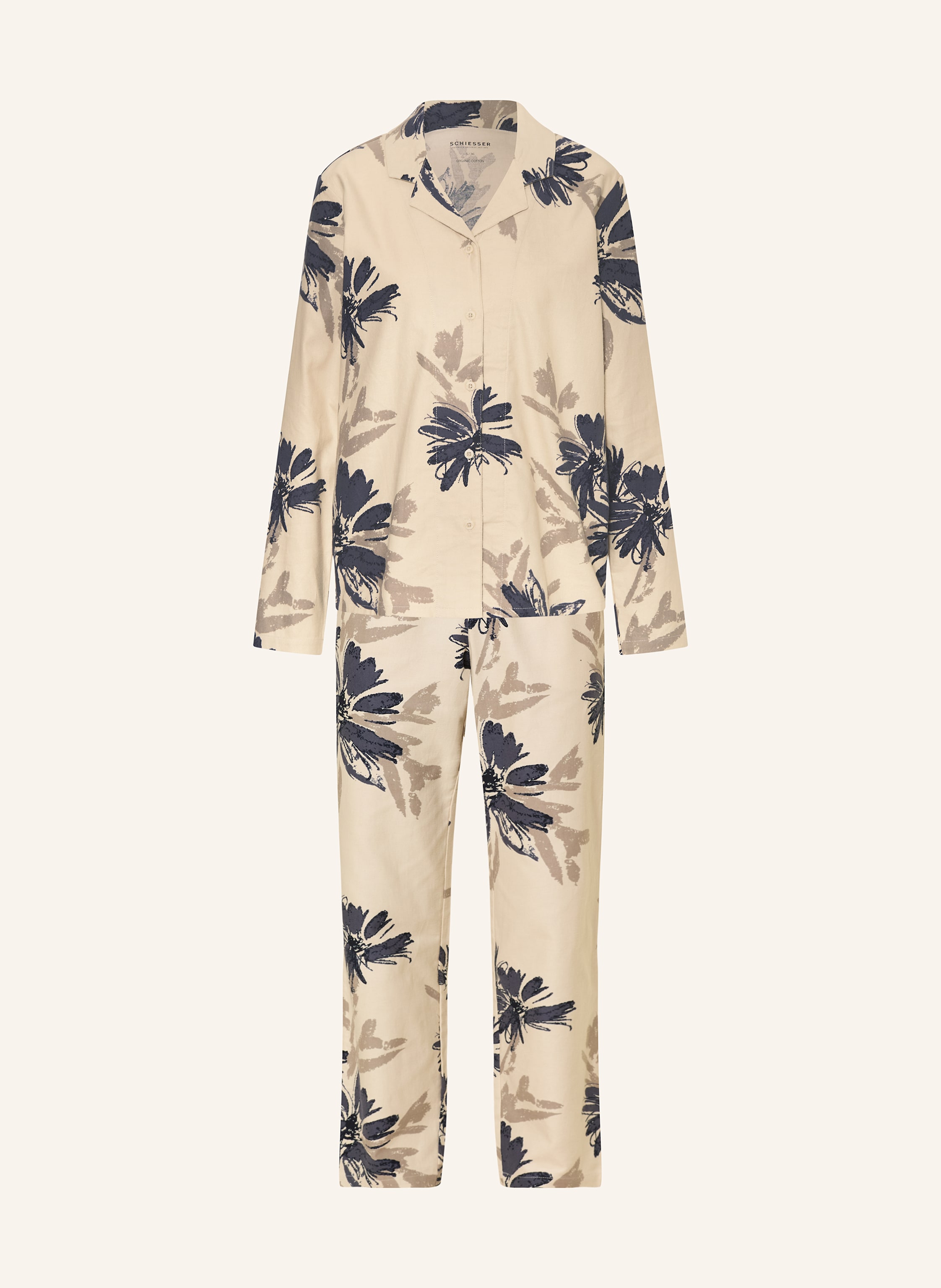 Schiesser Schlafanzug Comfort Interlock Aus Flanell beige