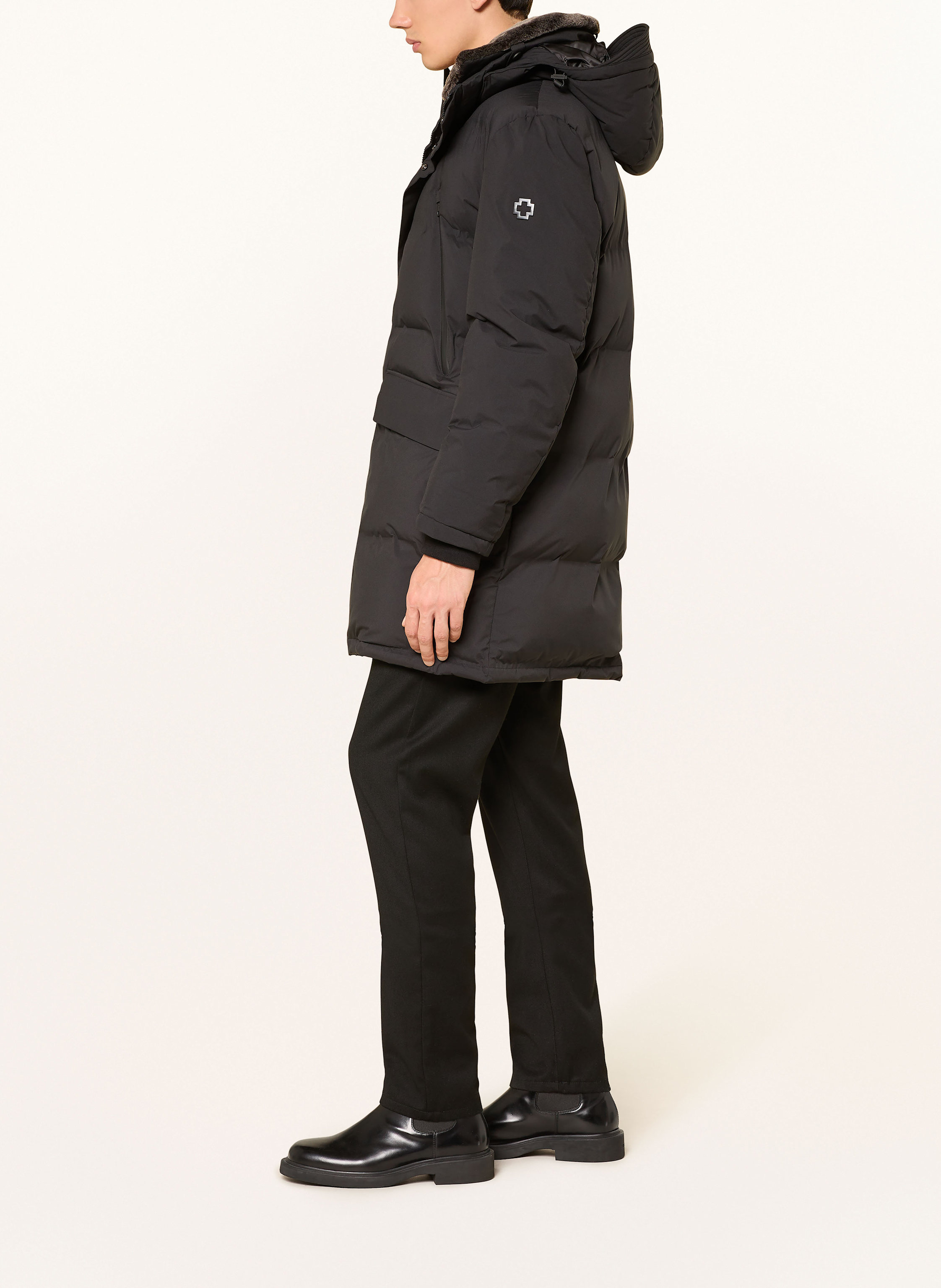 Thumbnail - Strellson Steppmantel Ambience Mit Abnehmbarer Kapuze schwarz