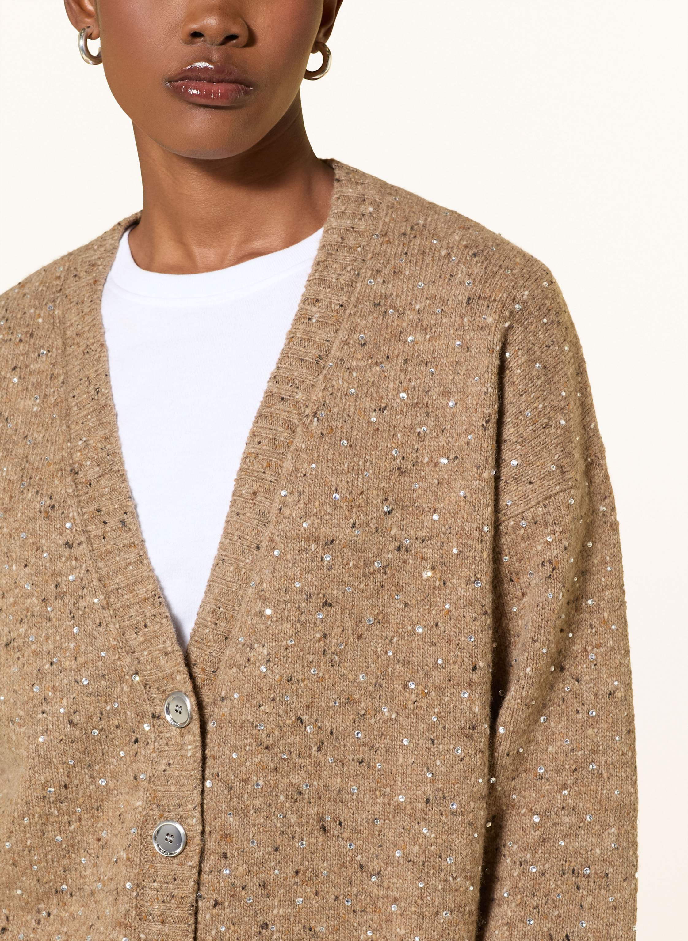 Thumbnail - Pinko Strickjacke Marche Mit Schmucksteinen braun