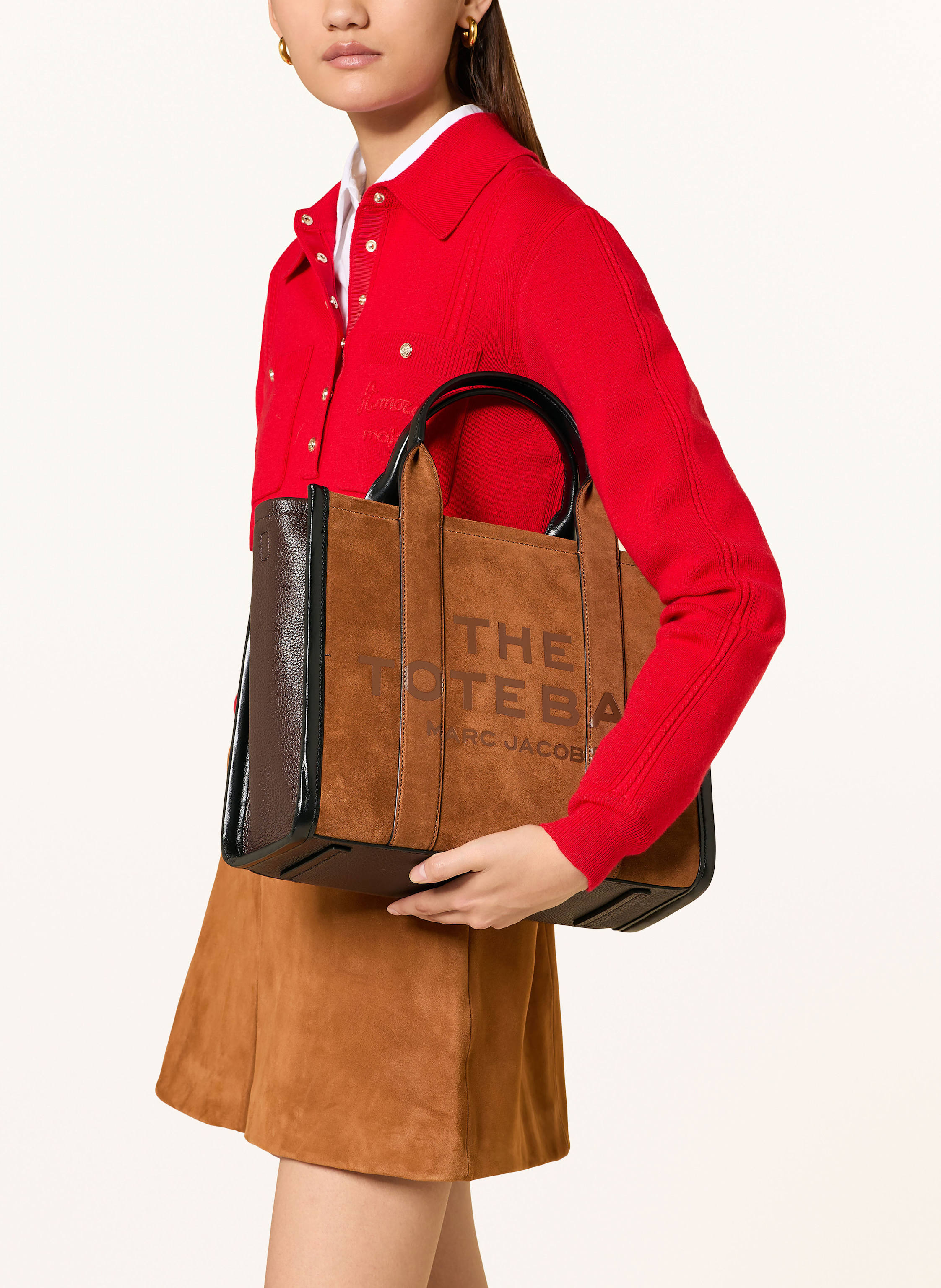 Thumbnail - Marc Jacobs Shopper The Suede Medium Tote Bag braun