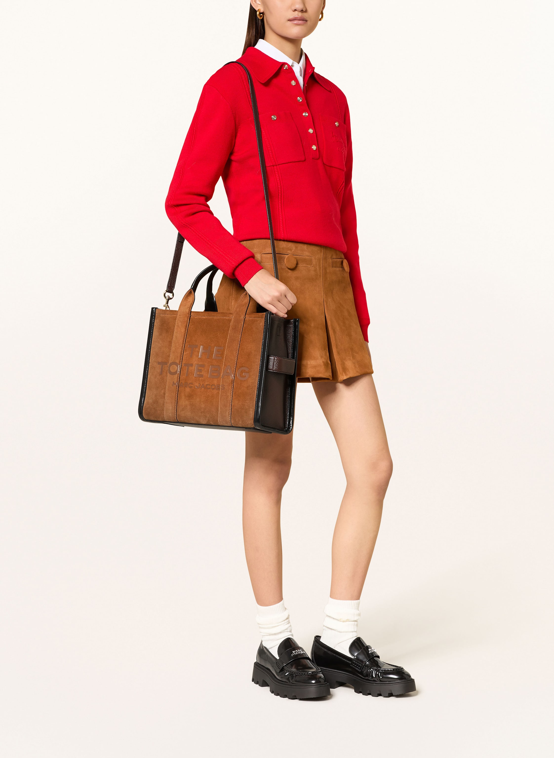 Thumbnail - Marc Jacobs Shopper The Suede Medium Tote Bag braun