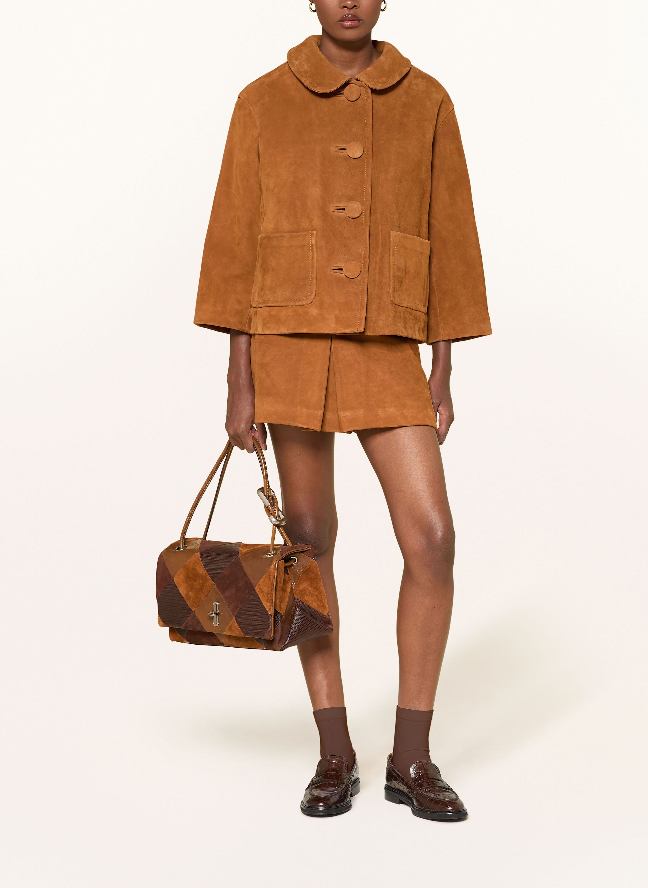 Thumbnail - Marc Jacobs Handtasche The Suede Patchwork Large Dual Bag braun