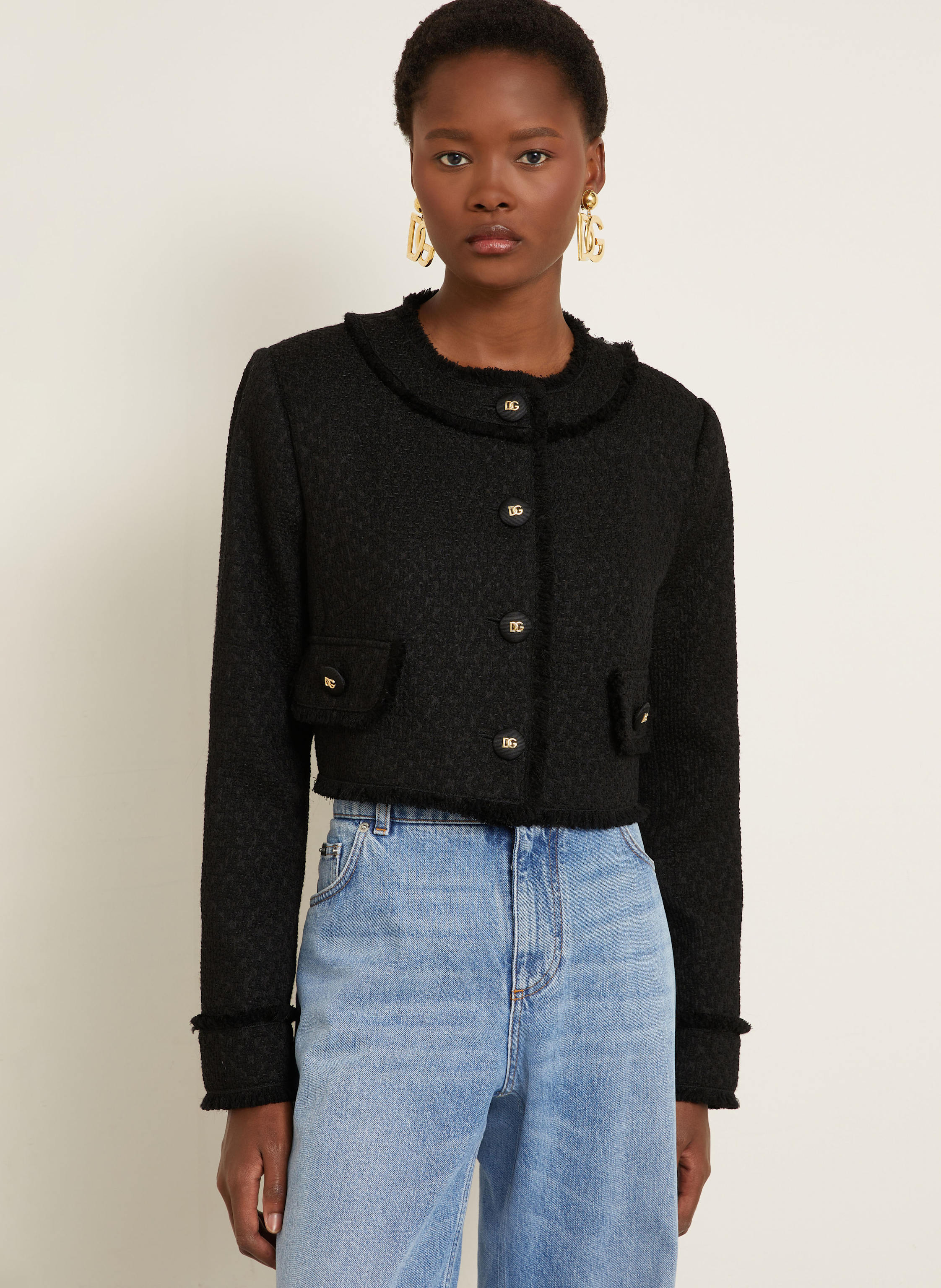 Thumbnail - Dolce & Gabbana Cropped-Jacke schwarz
