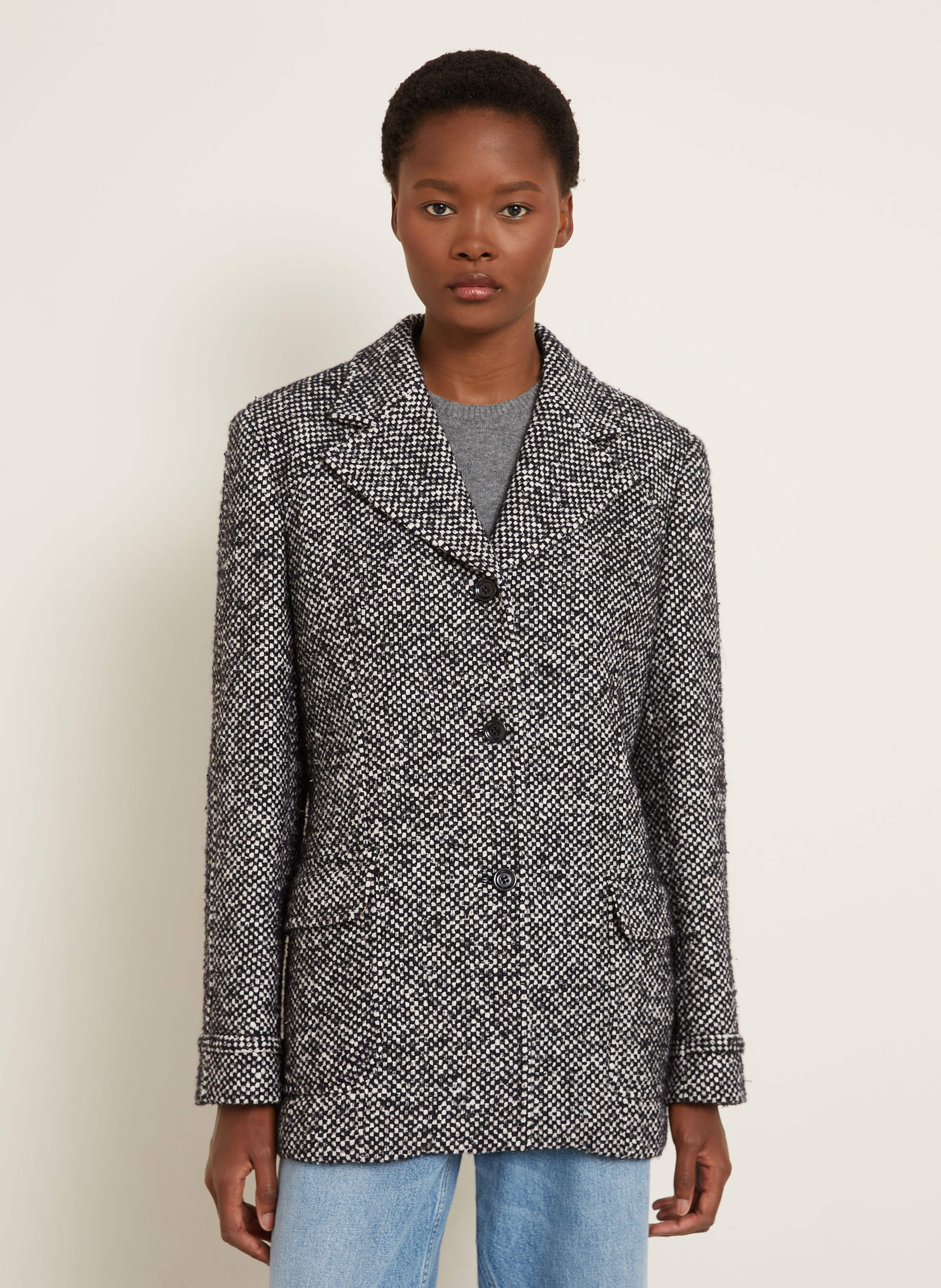 Thumbnail - Dolce & Gabbana Bouclé-Jacke grau