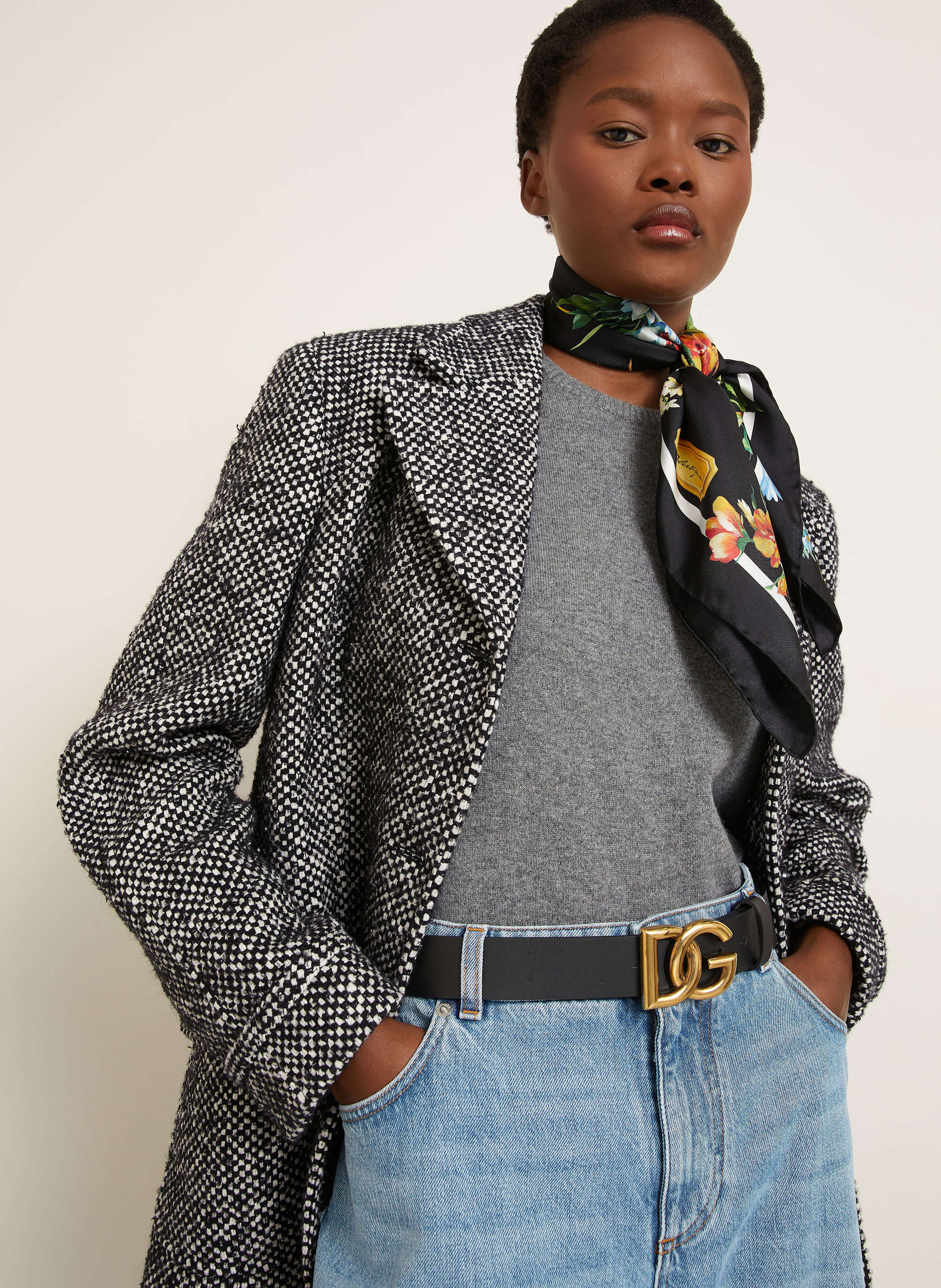 Thumbnail - Dolce & Gabbana Bouclé-Jacke grau
