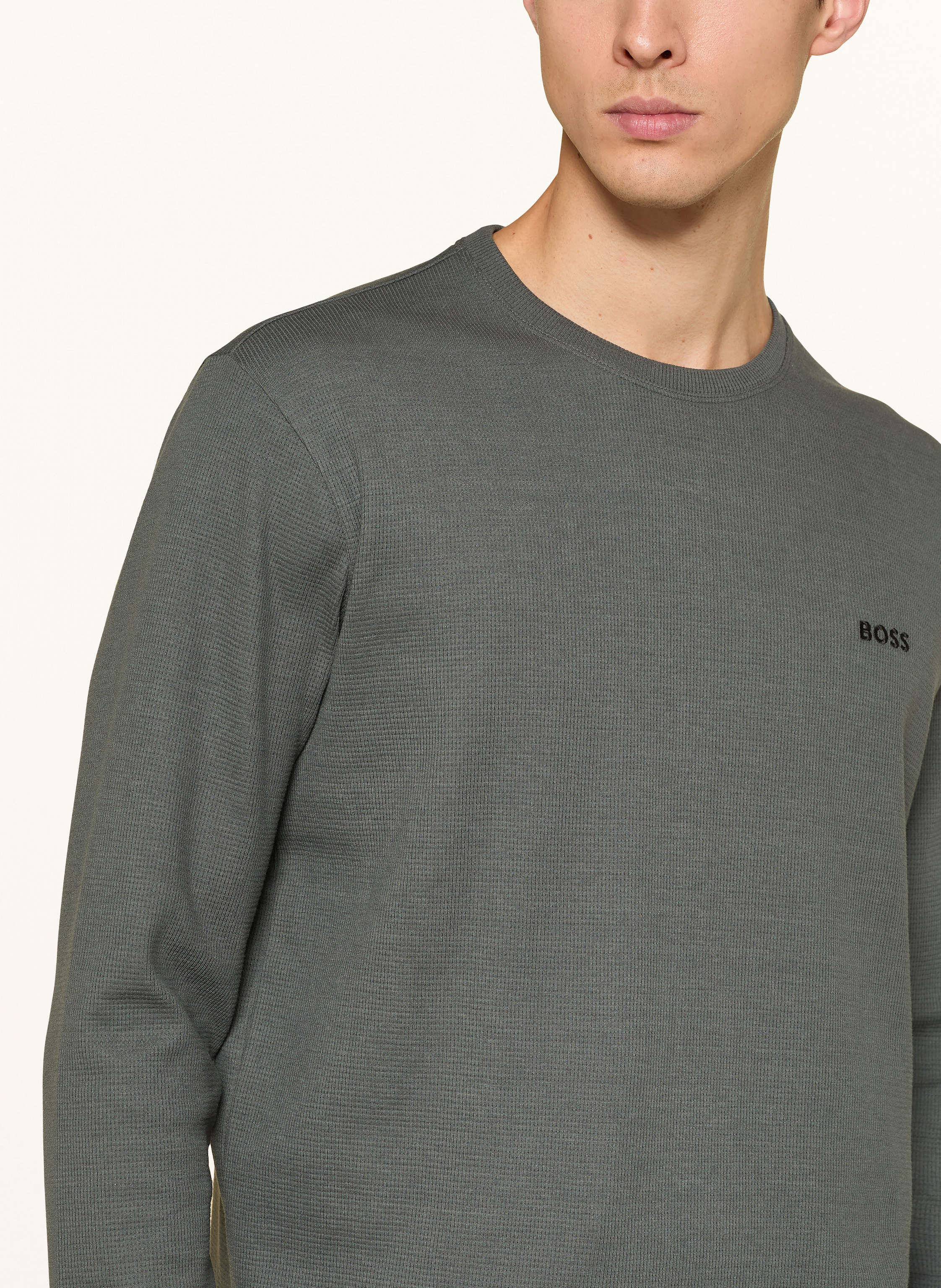 Thumbnail - Boss Schlafshirt Waffle gruen