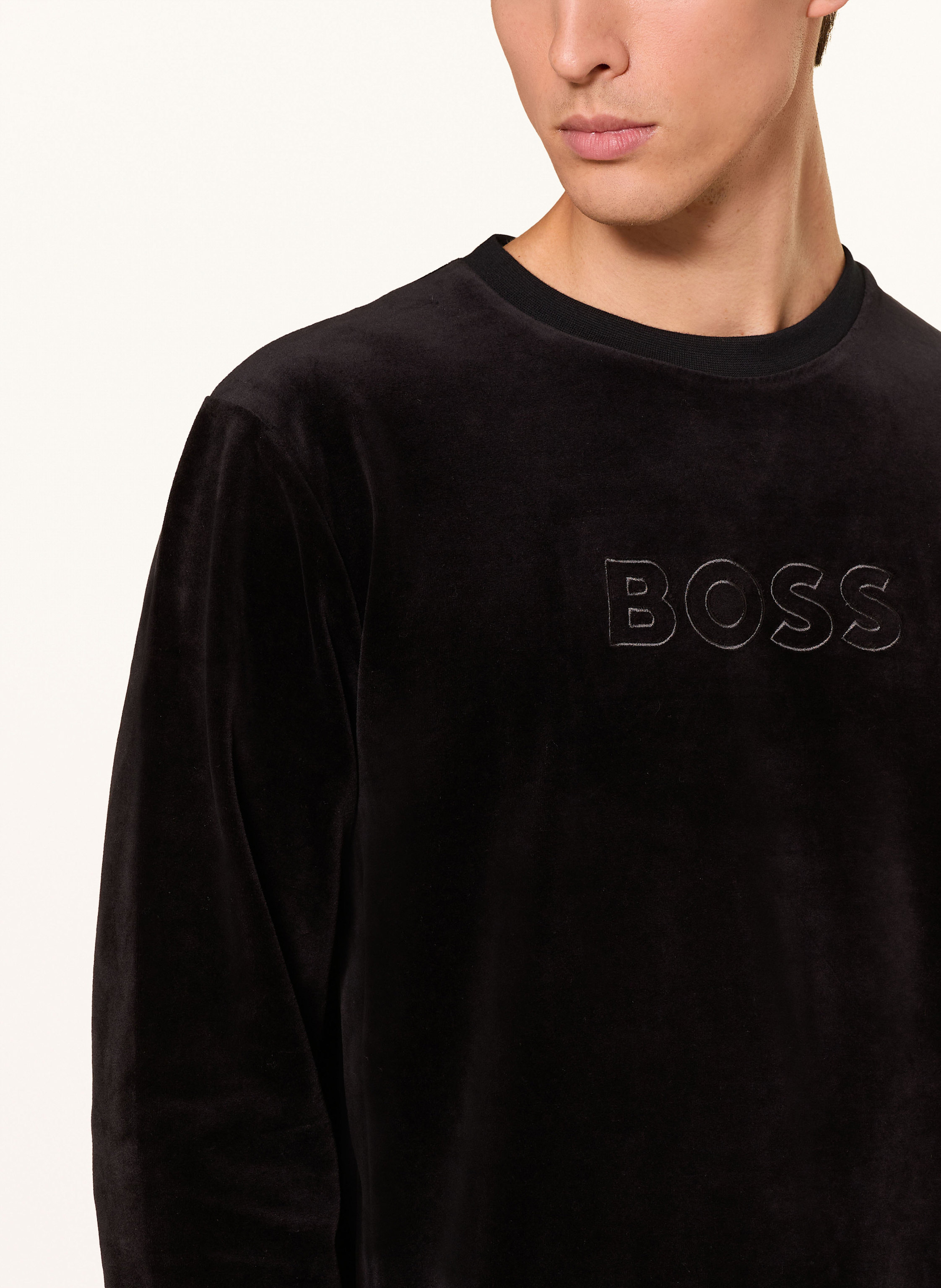 Thumbnail - Boss Lounge-Sweatshirt Velour Aus Nicki schwarz