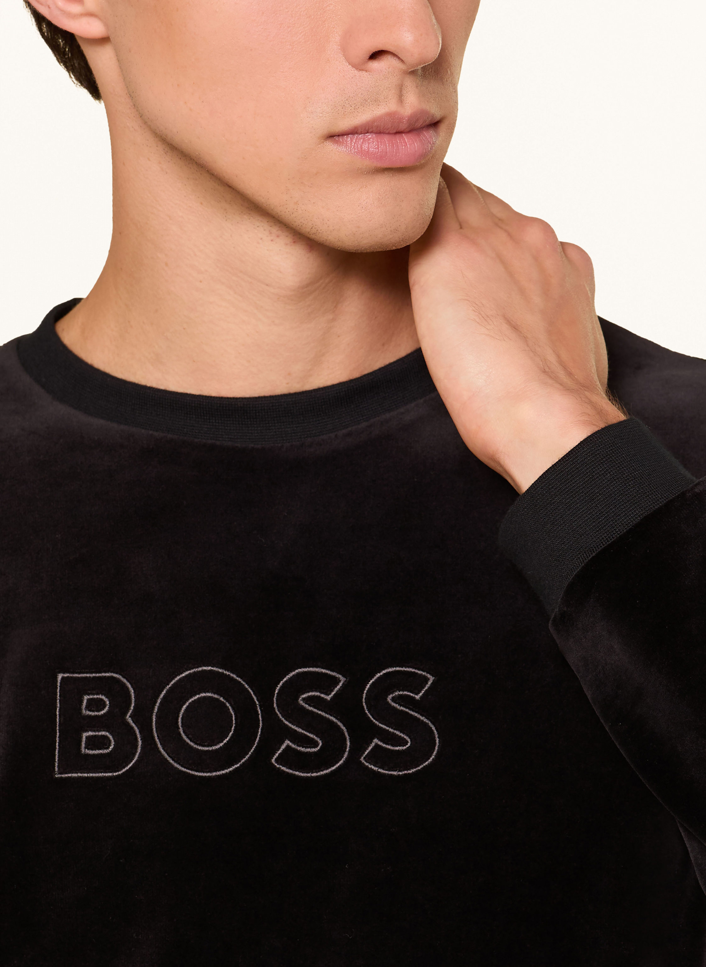 Thumbnail - Boss Lounge-Sweatshirt Velour Aus Nicki schwarz