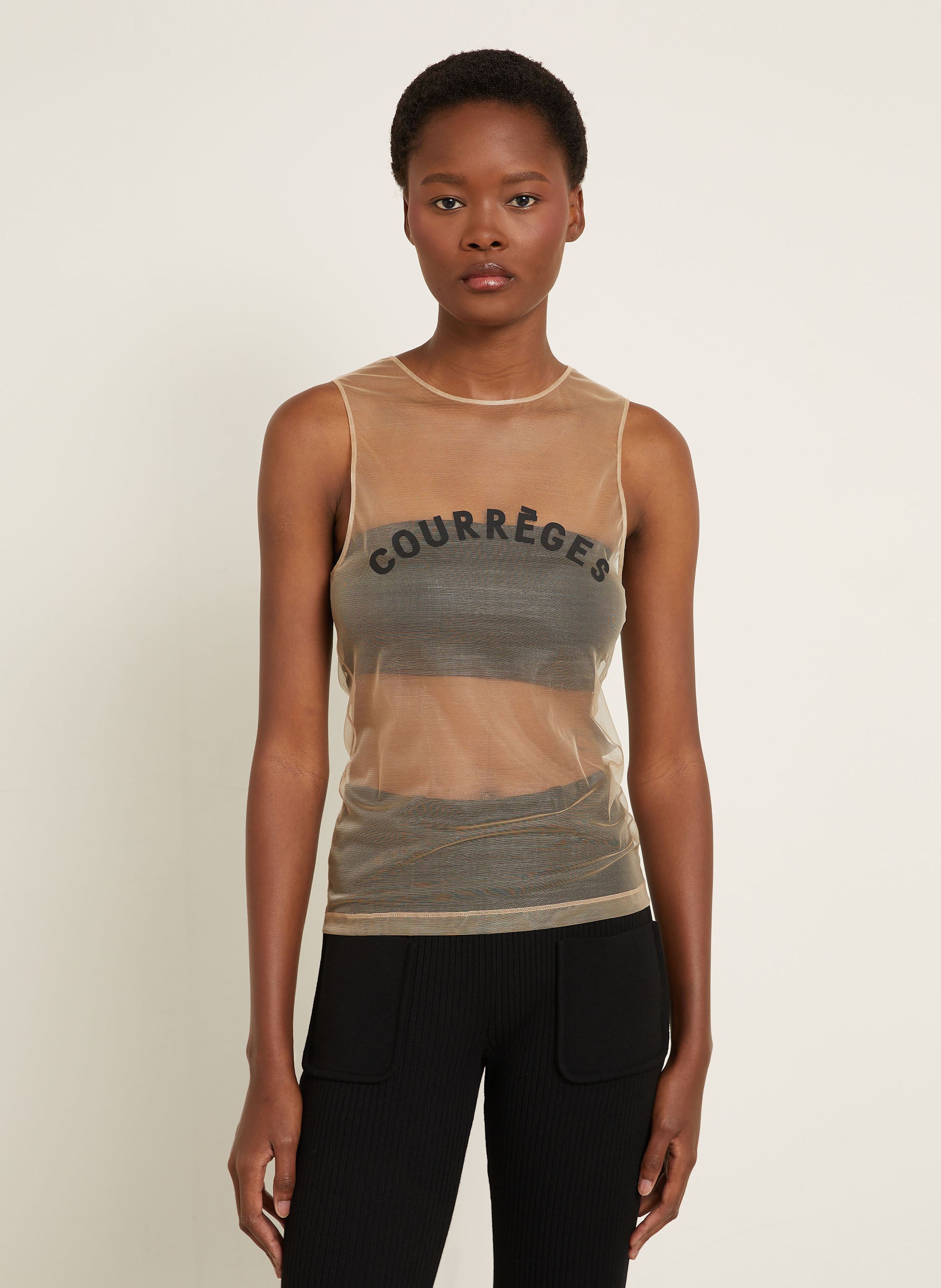 Thumbnail - Courrèges Top Illusion beige