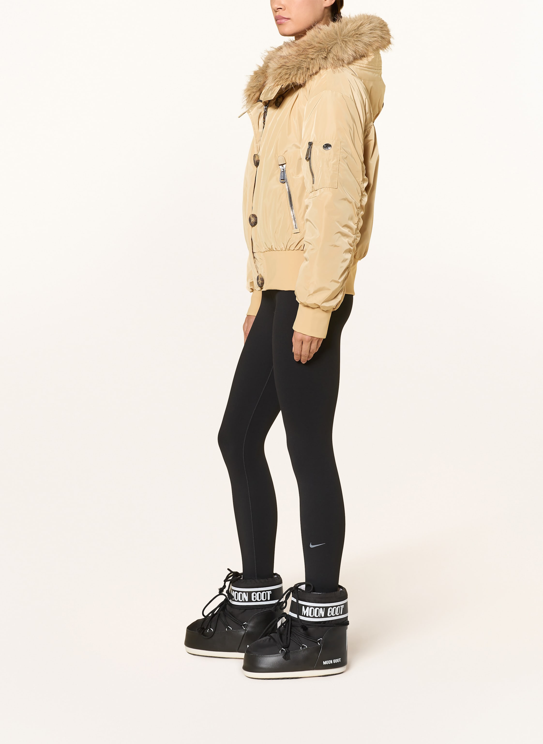 Thumbnail - Goldbergh Daunen-Skijacke Jeanne Mit Abnehmbarem Kunstpelz beige