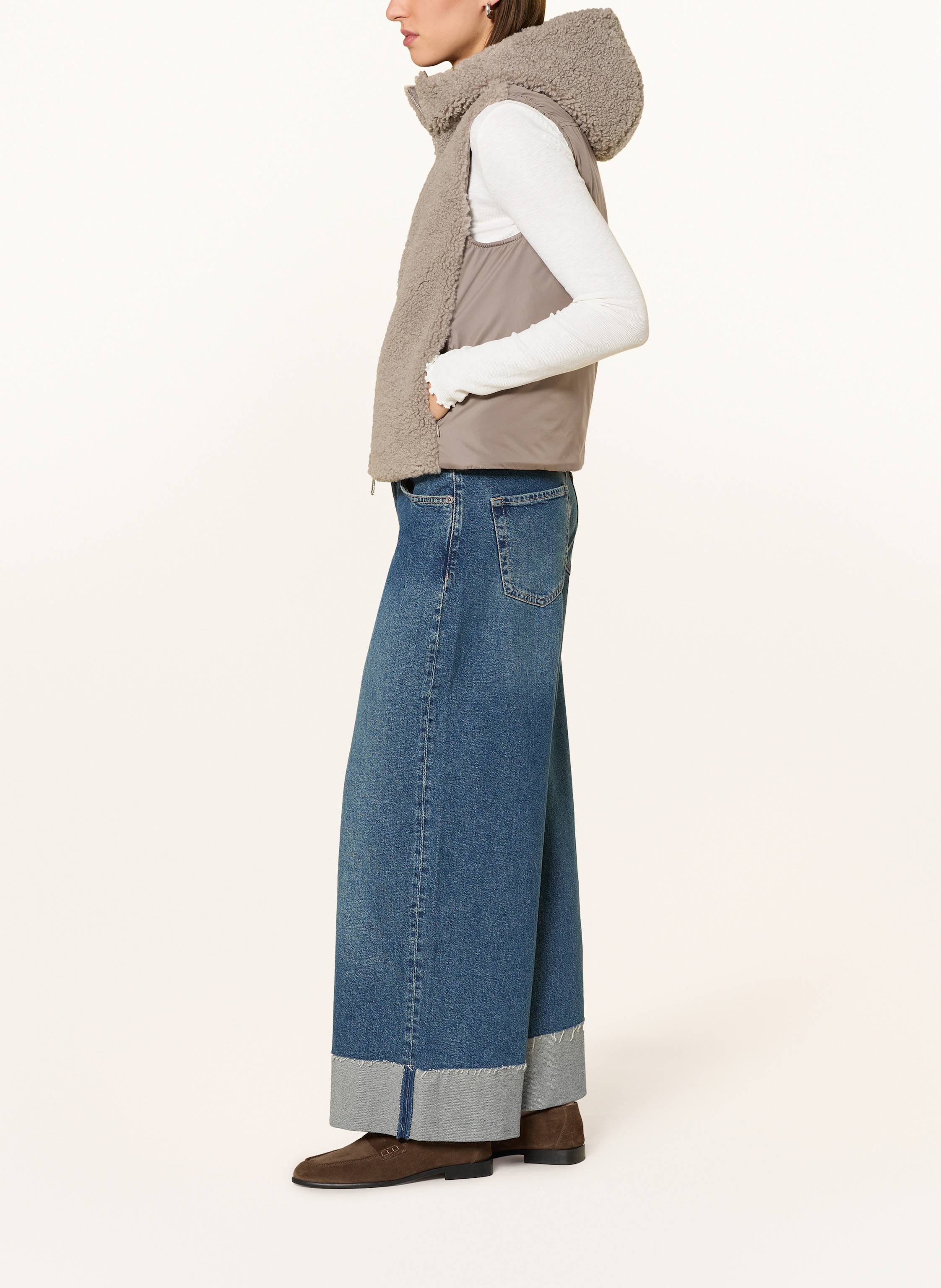 Thumbnail - White Label Weste Im Materialmix Mit Kunstfell beige