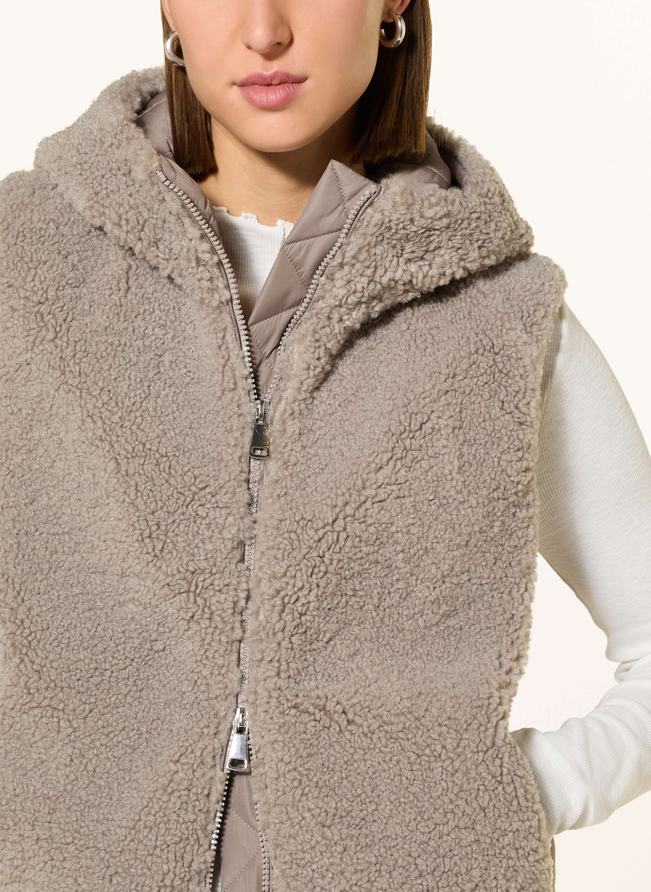 Thumbnail - White Label Weste Im Materialmix Mit Kunstfell beige