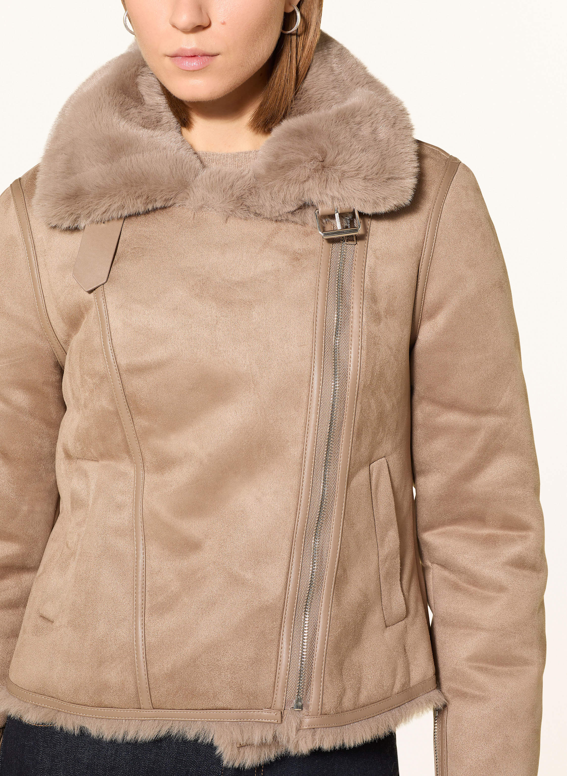 Thumbnail - Rino & Pelle Lederjacke Mit Kunstfell beige