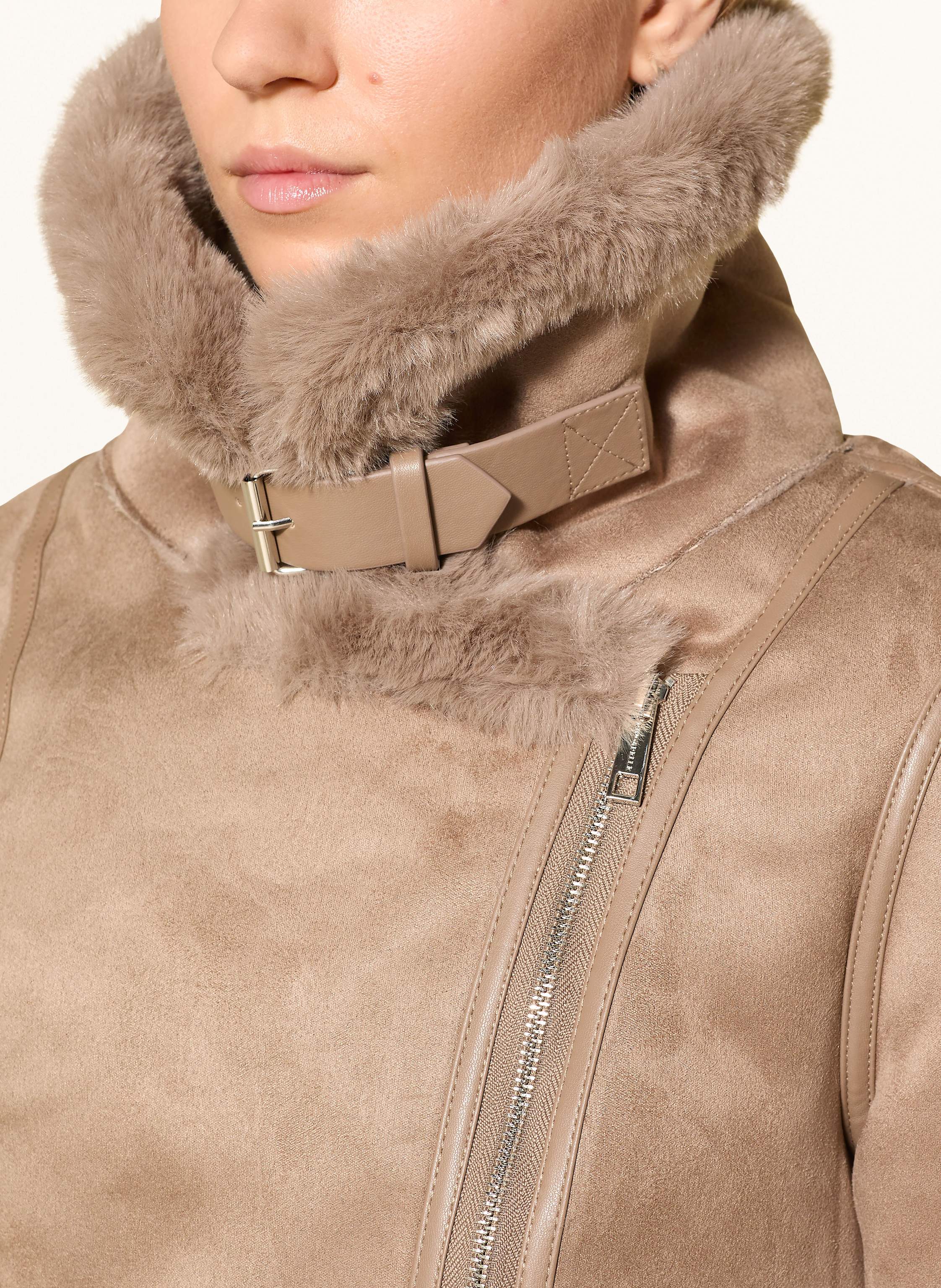 Thumbnail - Rino & Pelle Lederjacke Mit Kunstfell beige